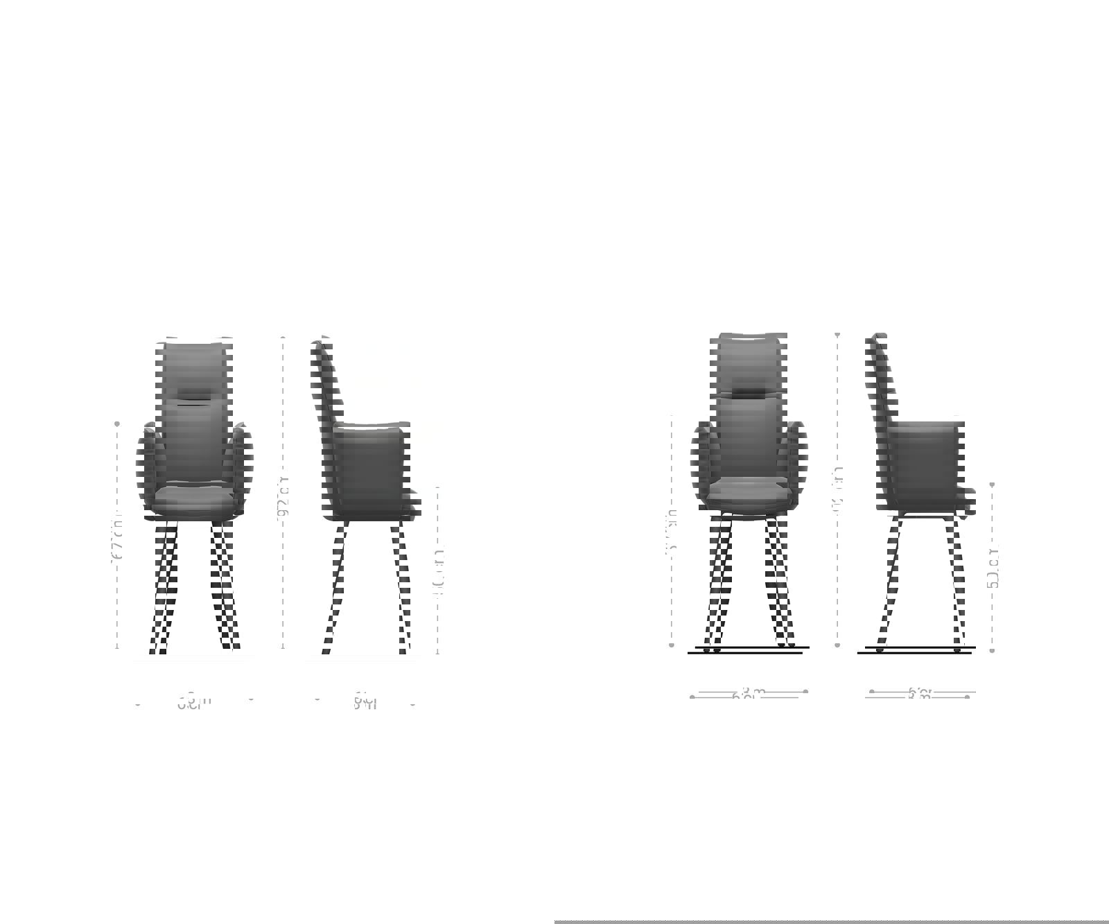 Étkezőszék Jova-Flex karfás bouclé fehér 4 láb kúpos rozsdamentes acél zsákrugós - Image 6