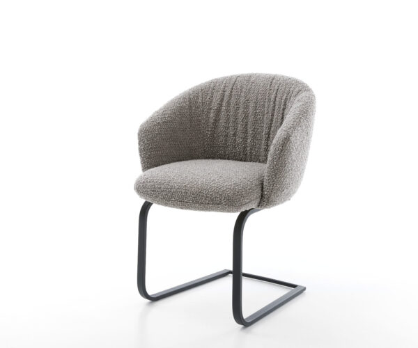 Étkezőszék Caja-Flex karfás bouclé ezüstszürke étkezőszék lapos fekete zsákrugós