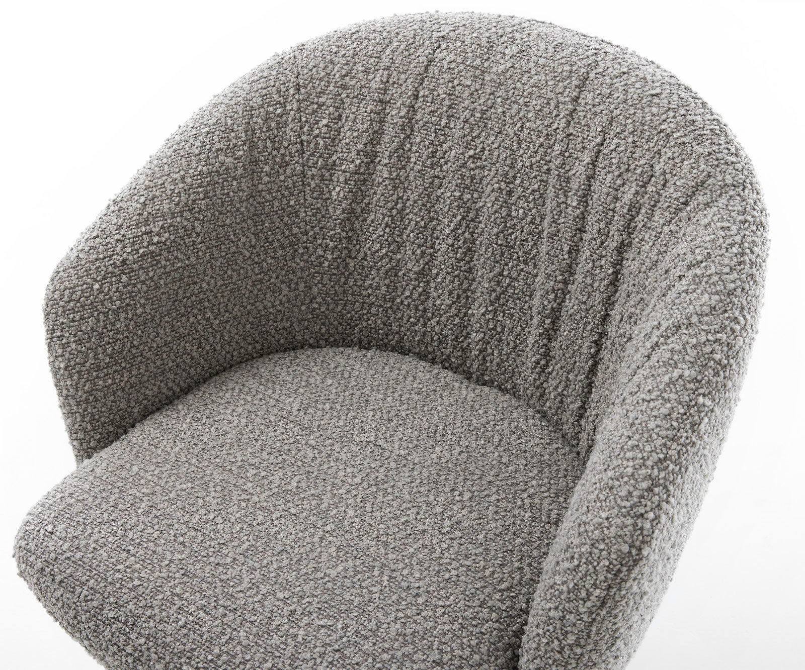 Étkezőszék Caja-Flex karfás bouclé ezüstszürke étkezőszék kerek rozsdamentes acél zsákrugós - Image 4