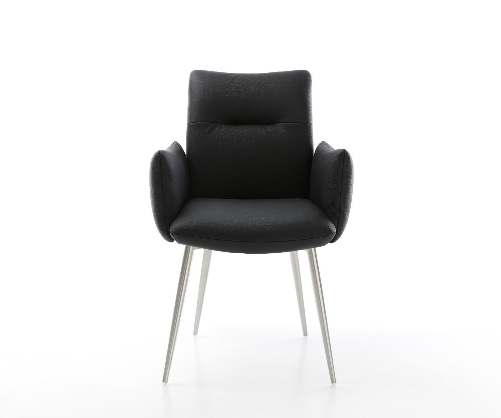 Étkezőszék Jova-Flex valódi bőr fekete 4 láb kúpos rozsdamentes acél zsákrugó - Image 2