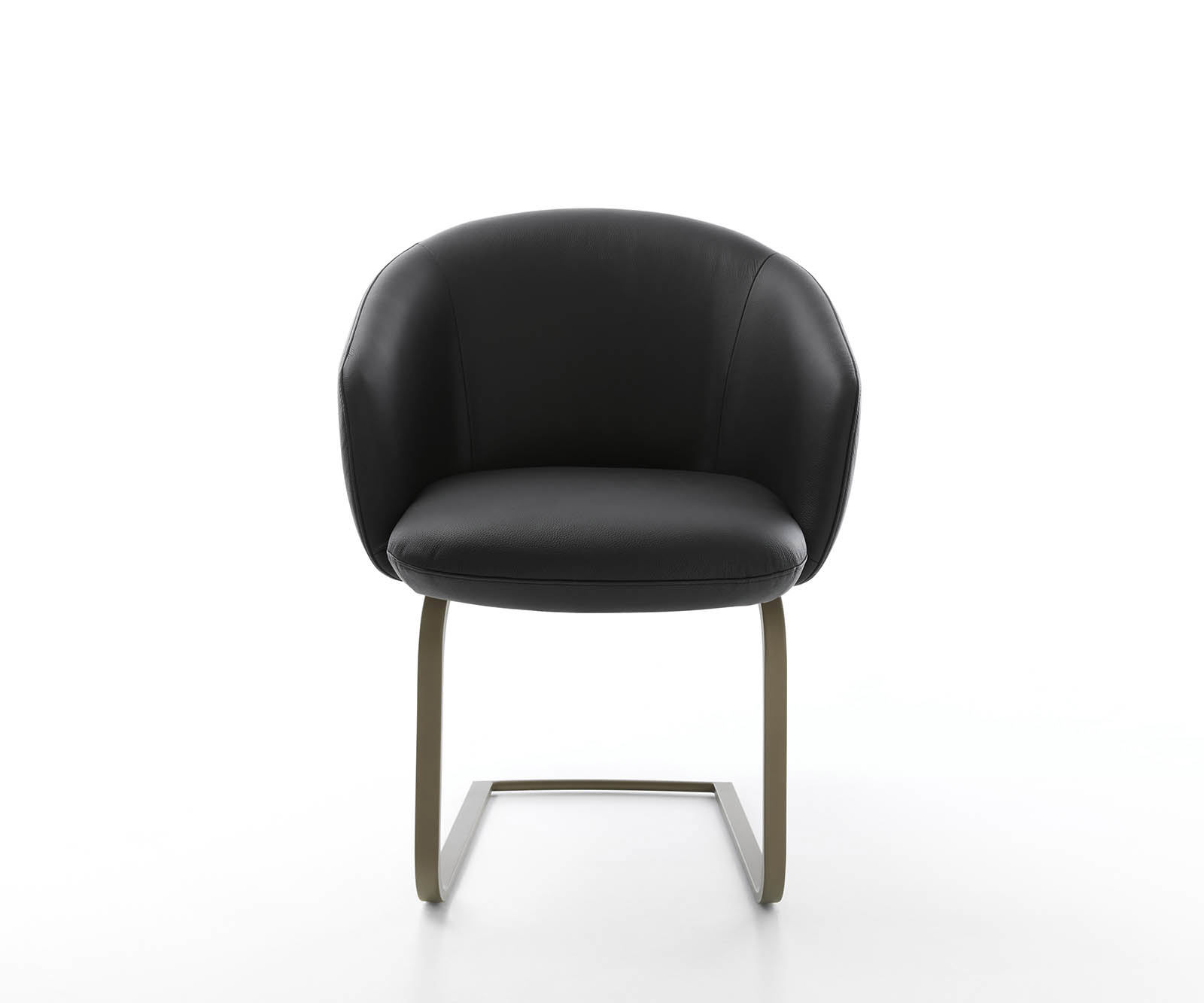 Étkezőszék Caja-Flex karfás valódi bőr fekete étkezőszék lapos titán effekt felület zsákrugós - Image 2