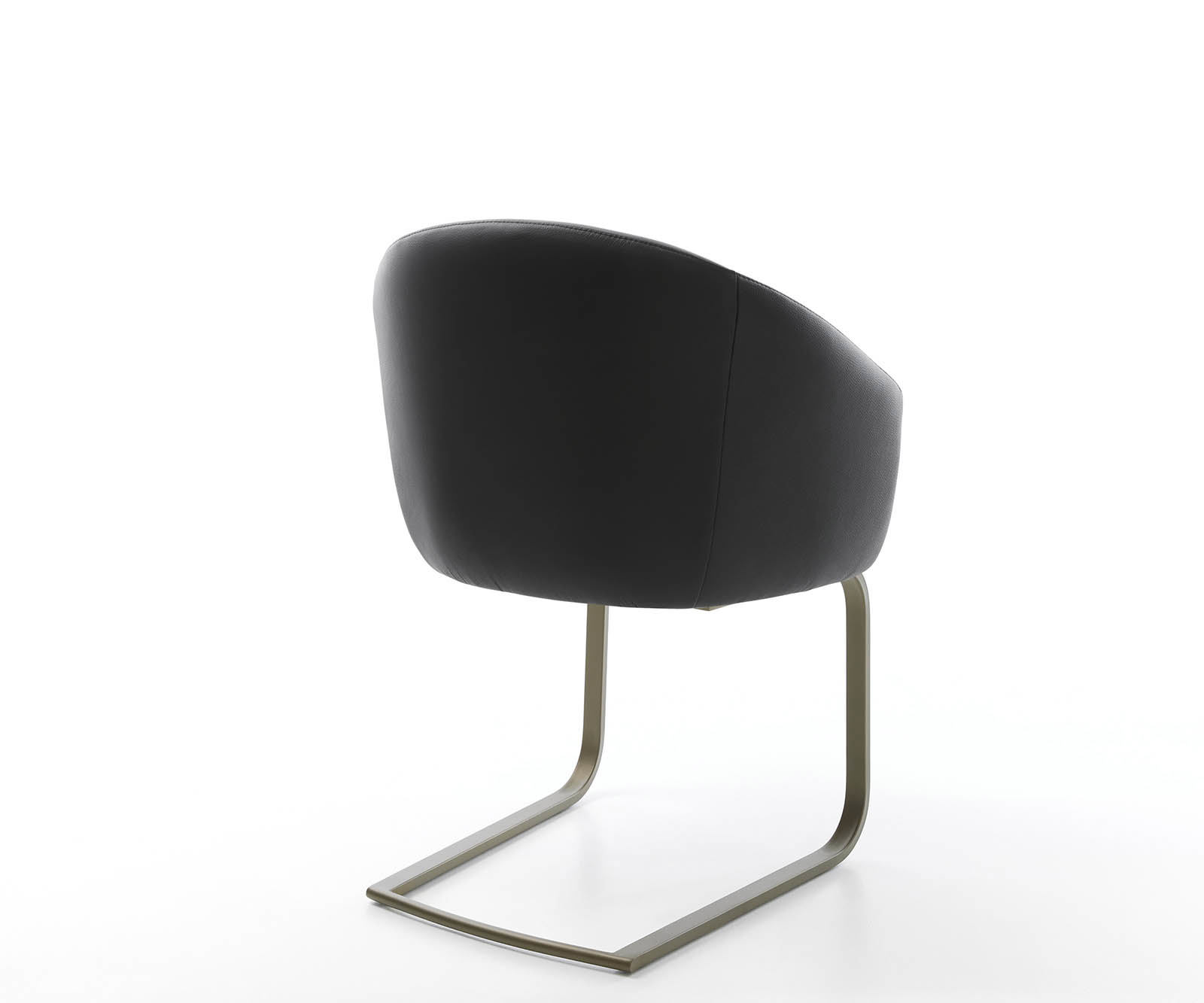 Étkezőszék Caja-Flex karfás valódi bőr fekete étkezőszék lapos titán effekt felület zsákrugós - Image 5