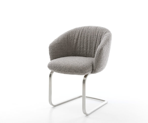 Étkezőszék Caja-Flex karfás bouclé ezüstszürke étkezőszék lapos rozsdamentes acél zsákrugós