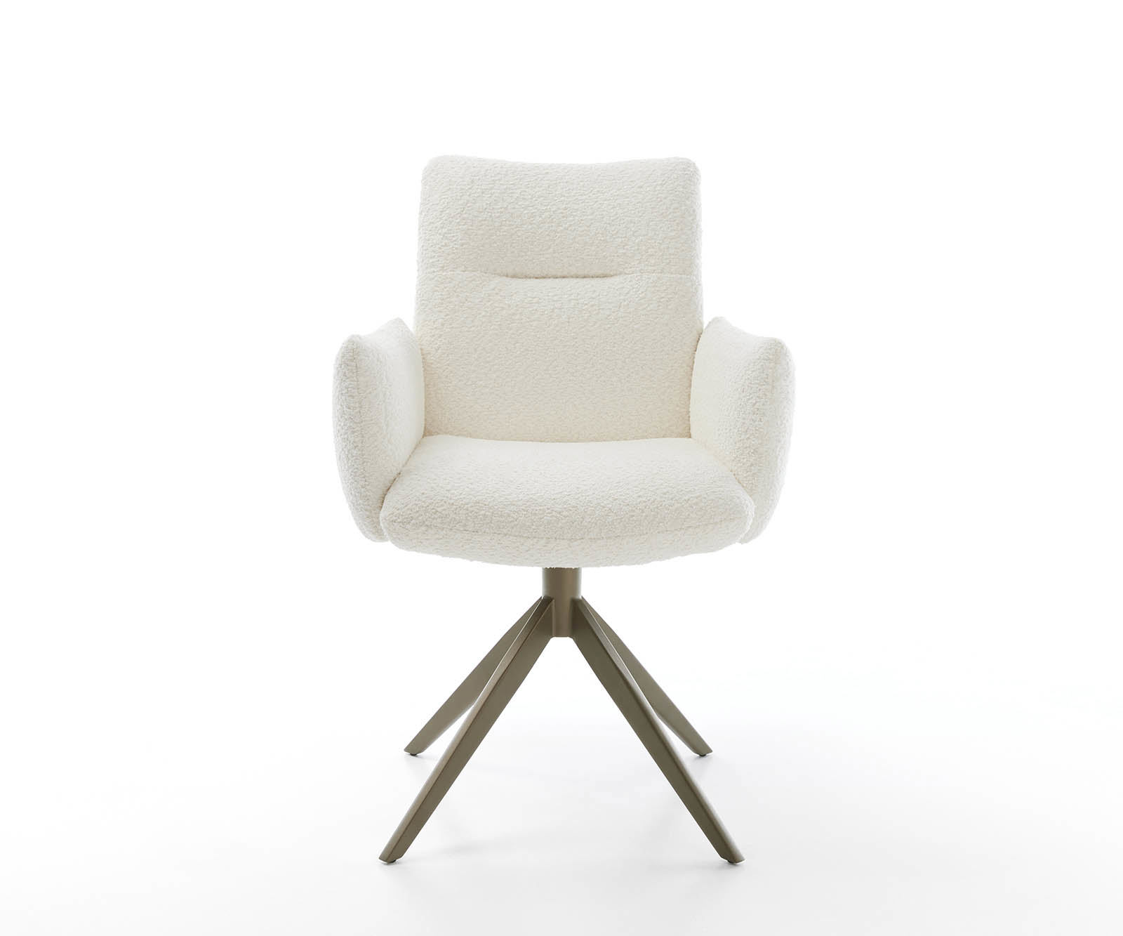 Étkezőszék Jova-Flex karfás bouclé fehér kereszt láb széles titán effekt felület 360° forgatható zsákrugós - Image 2