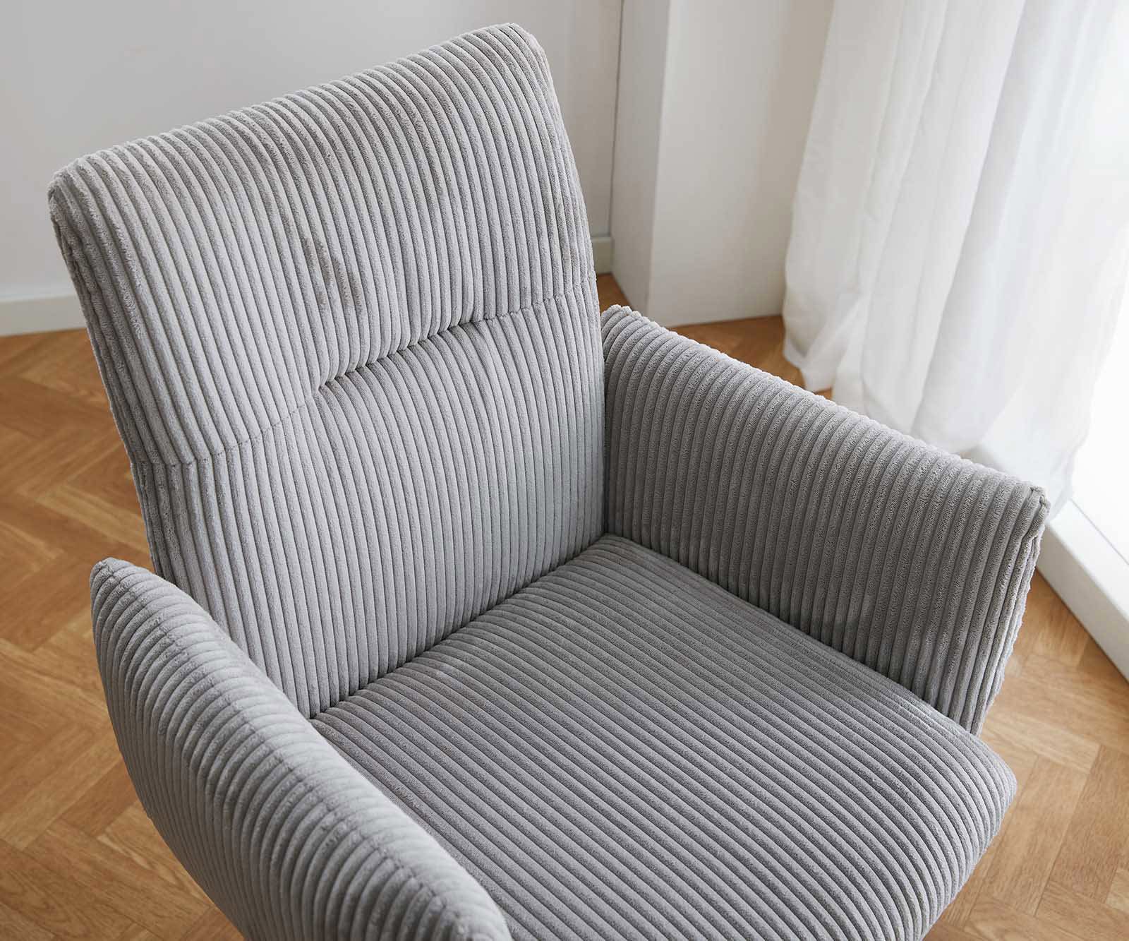 Étkezőszék Jova-Flex karfás mikroszálas ezüstszürke étkezőszék lapos fekete zsákrugós - Image 4