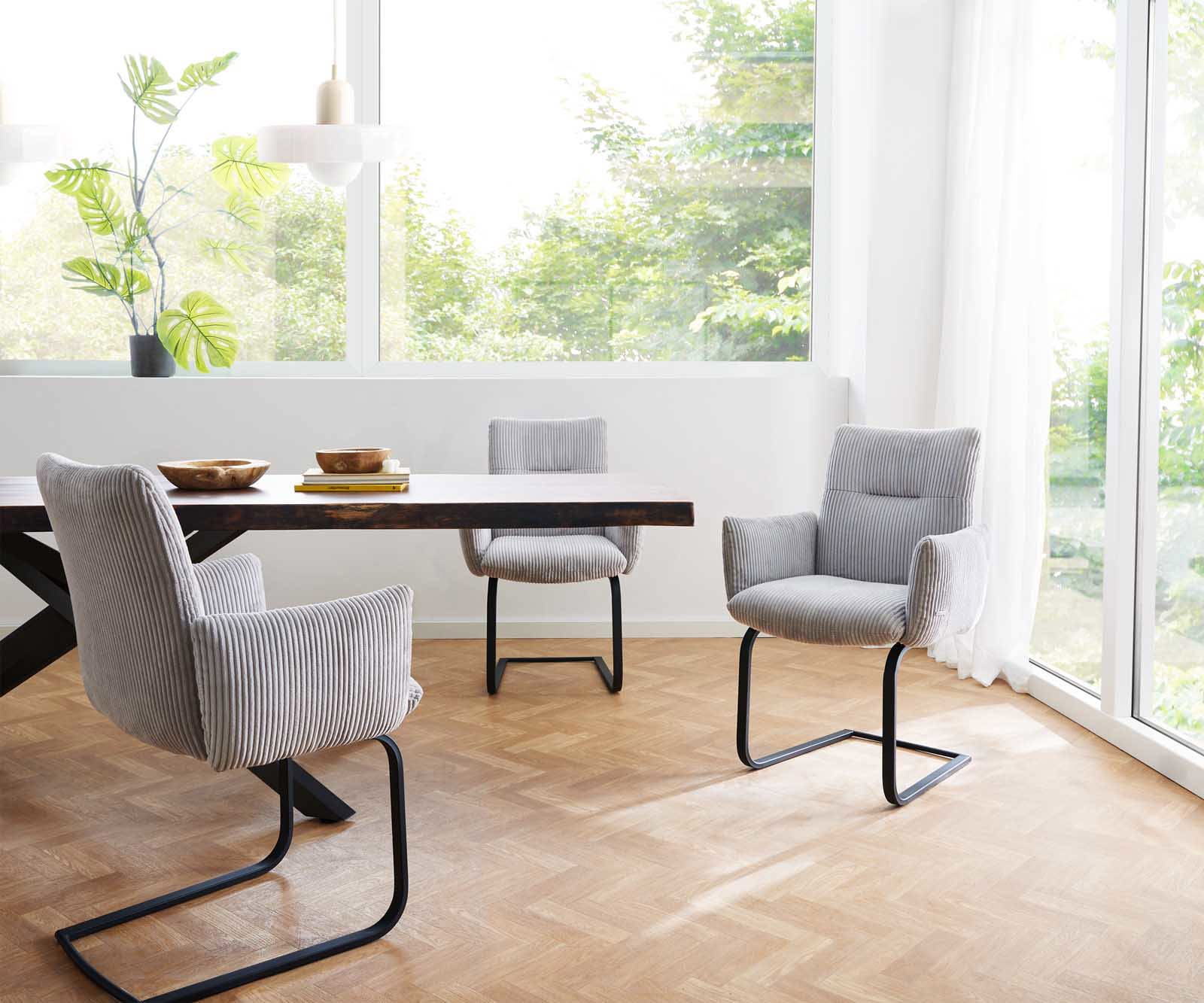 Étkezőszék Jova-Flex karfás mikroszálas ezüstszürke étkezőszék lapos fekete zsákrugós - Image 6