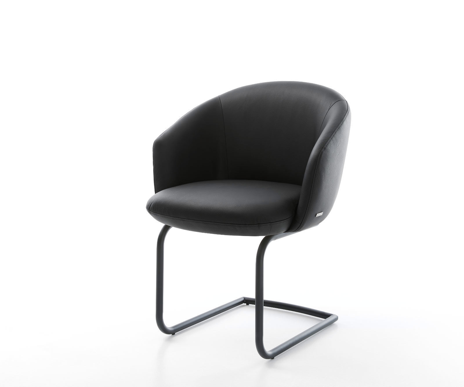 Étkezőszék Caja-Flex karfás valódi bőr fekete étkezőszék kerek fekete zsákrugós