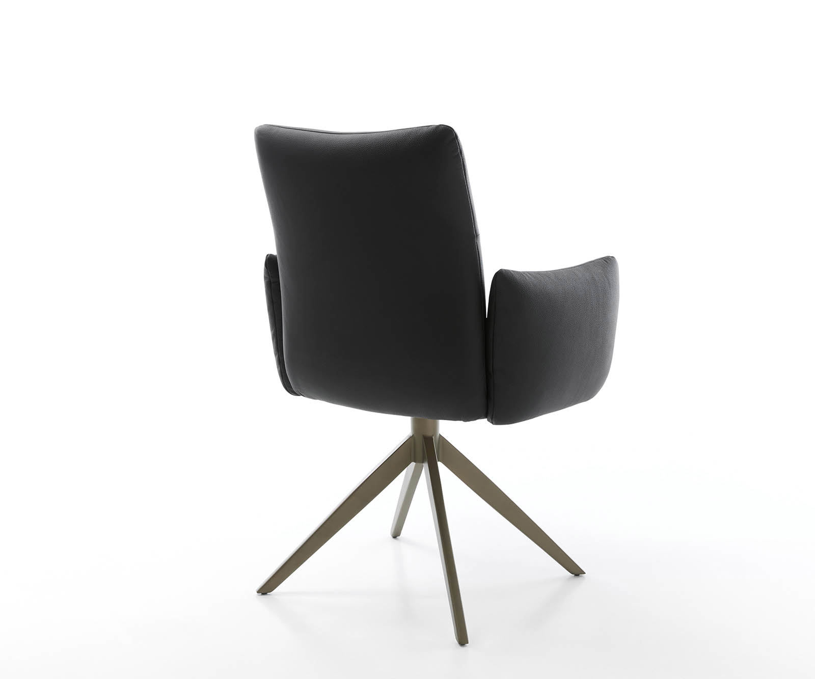 Étkezőszék Jova-Flex karfás valódi bőr fekete kereszt láb széles titán effekt felület 360° forgatható zsákrugós - Image 5