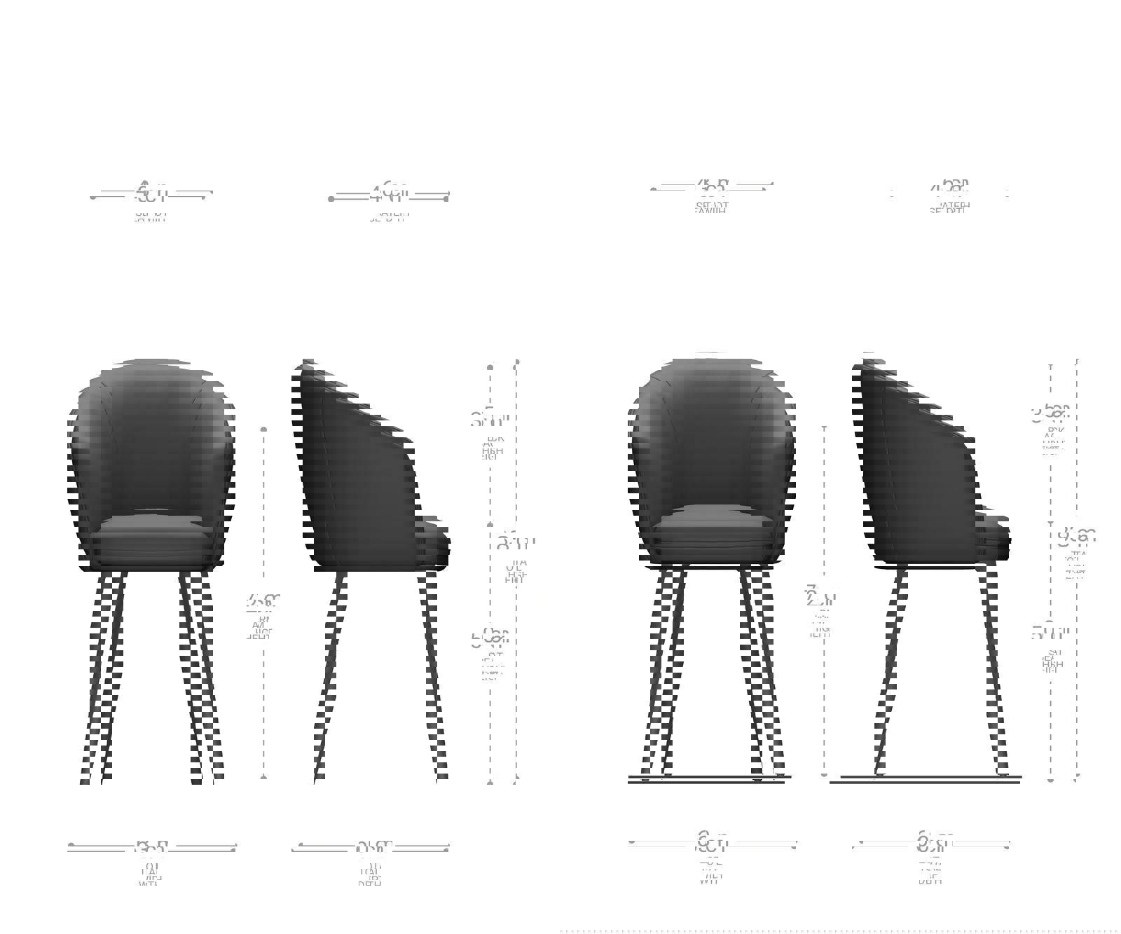 Étkezőszék Caja-Flex karfás bouclé fehér 4 lábas kúpos rozsdamentes acél zsákrugós - Image 7