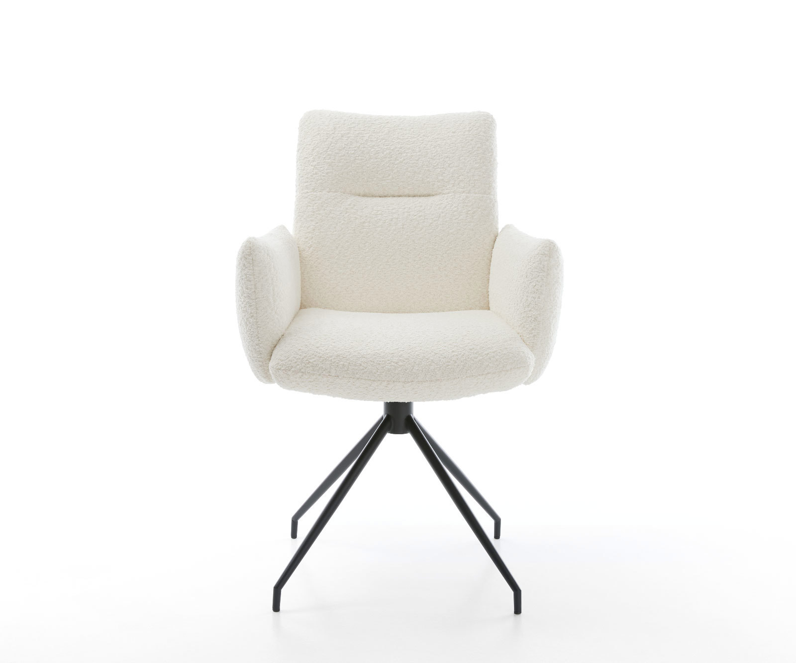 Étkezőszék Jova-Flex karfás bouclé fehér kúpos fekete kereszt láb 180° forgatható zsákrugós - Image 2