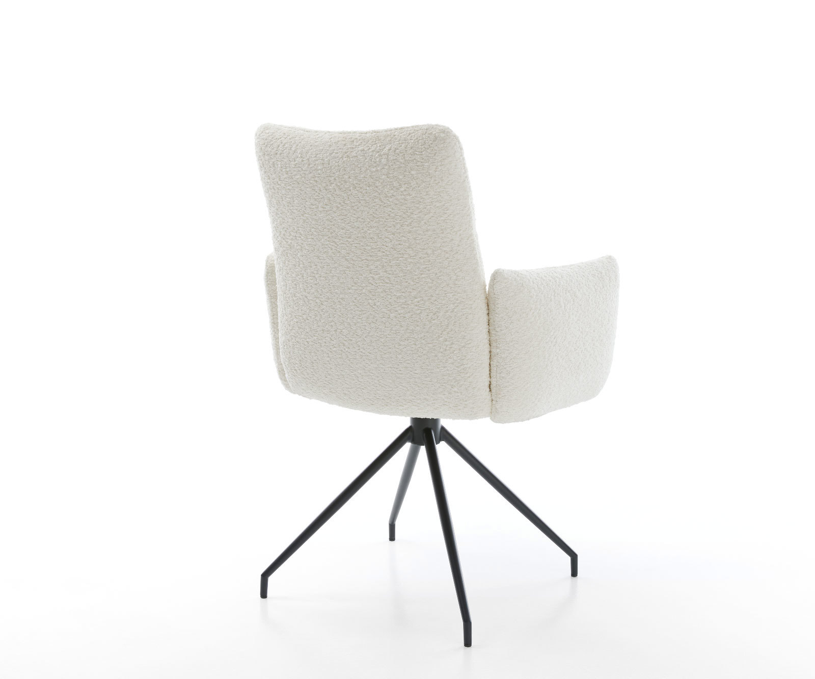 Étkezőszék Jova-Flex karfás bouclé fehér kúpos fekete kereszt láb 180° forgatható zsákrugós - Image 5