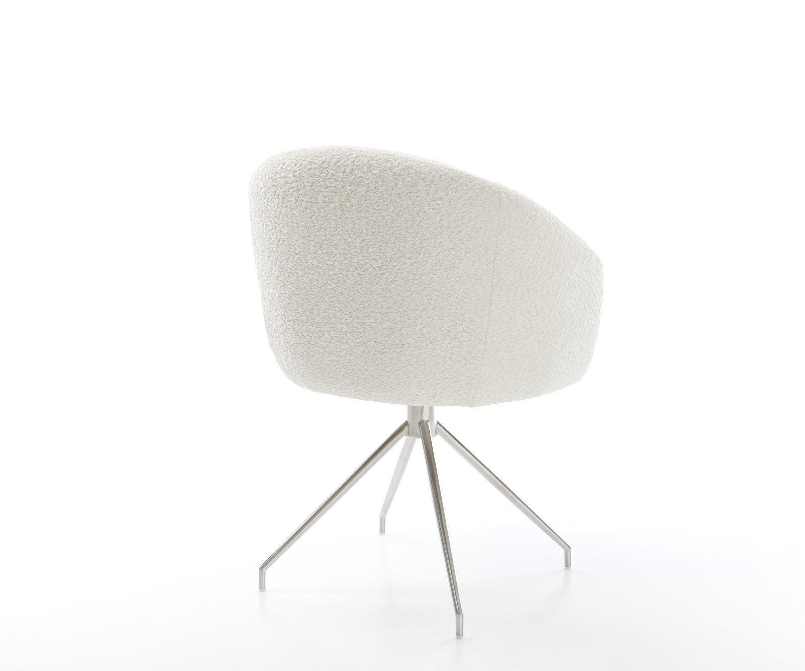 Étkezőszék Caja-Flex karfás bouclé fehér kúpos rozsdamentes acél kereszt láb 180° forgatható zsákrugós - Image 5