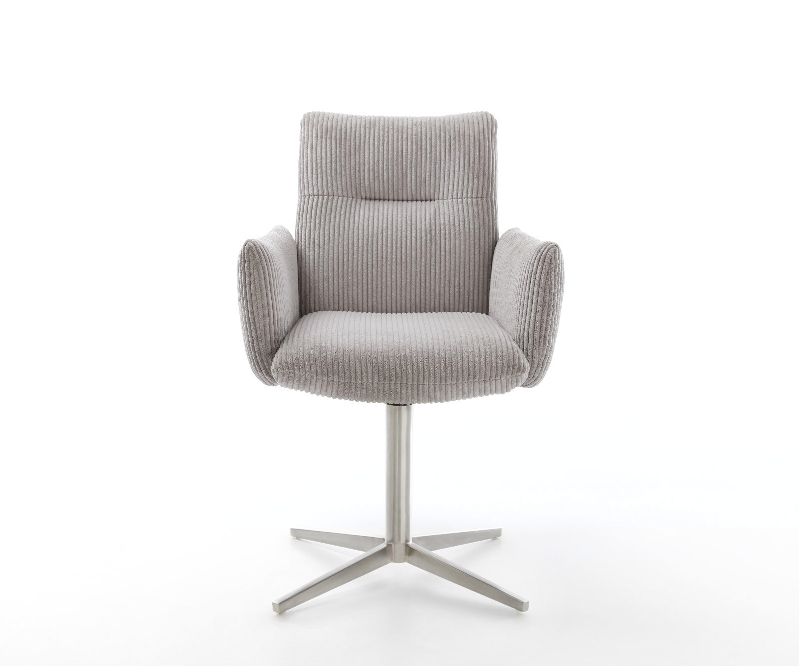 Étkezőszék Jova-Flex karfás kordbársony ezüstszürke rozsdamentes acél láb 360° forgatható zsákrugós - Image 2