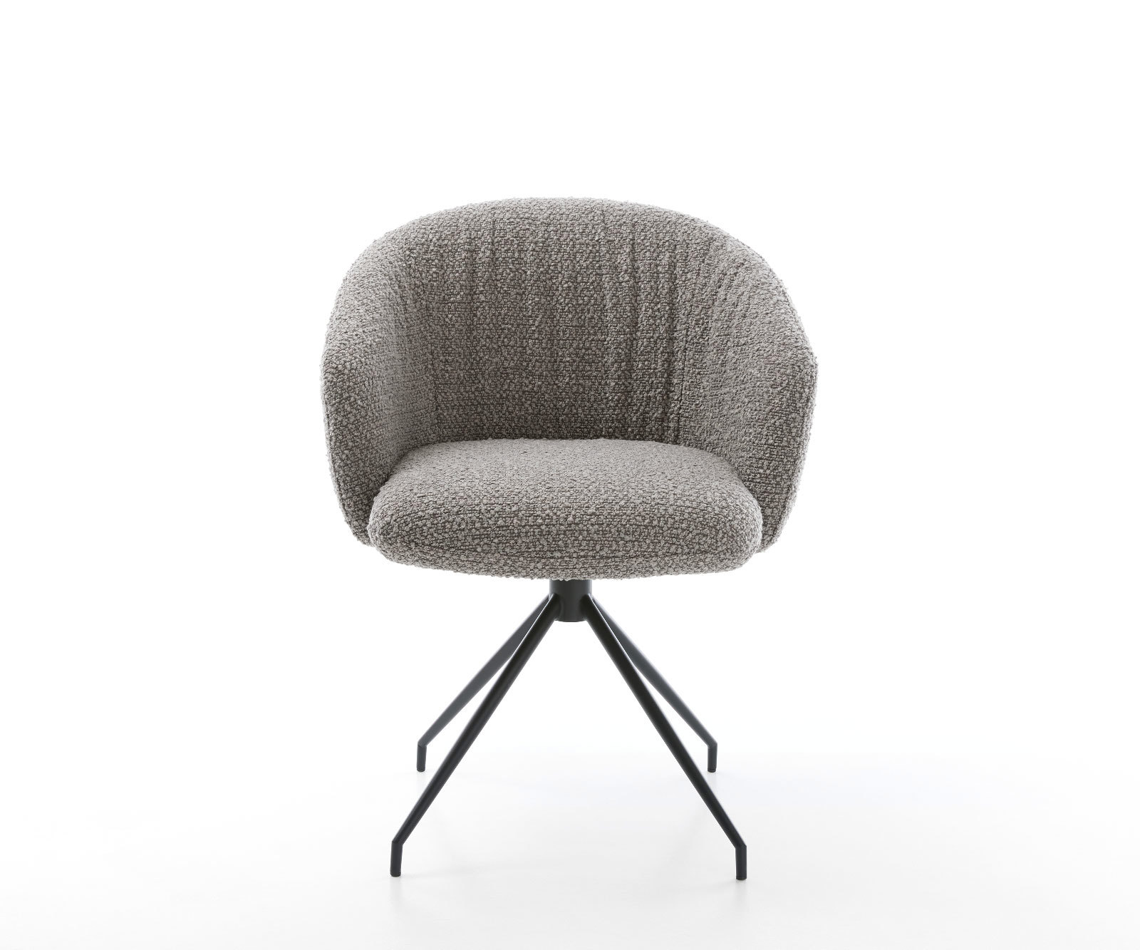 Étkezőszék Caja-Flex karfás bouclé ezüstszürke kúpos kereszt láb fekete 180° forgatható zsákrugós - Image 2