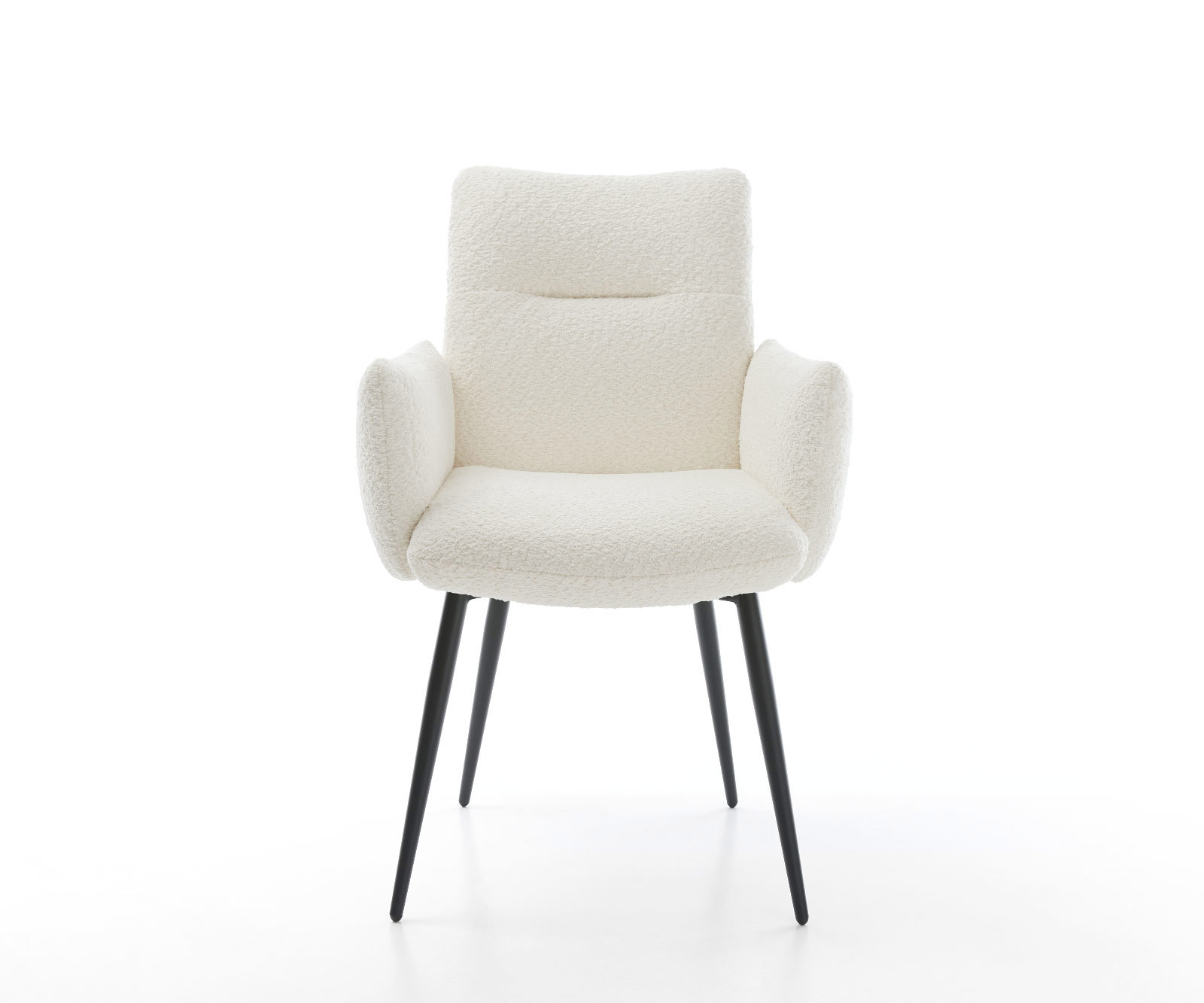 Étkezőszék Jova-Flex karfás bouclé fehér 4 lábas kúpos fekete zsákrugós - Image 2