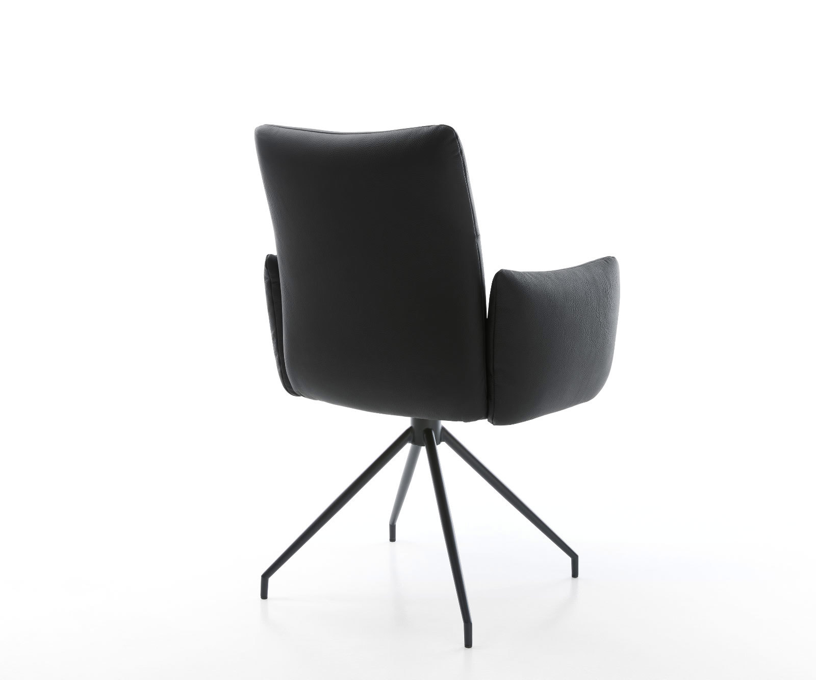 Étkezőszék Jova-Flex kényelmes karfával valódi fekete bőr kereszt lábbal kúpos fekete 180°-ban forgatható zsákrugós - Image 5