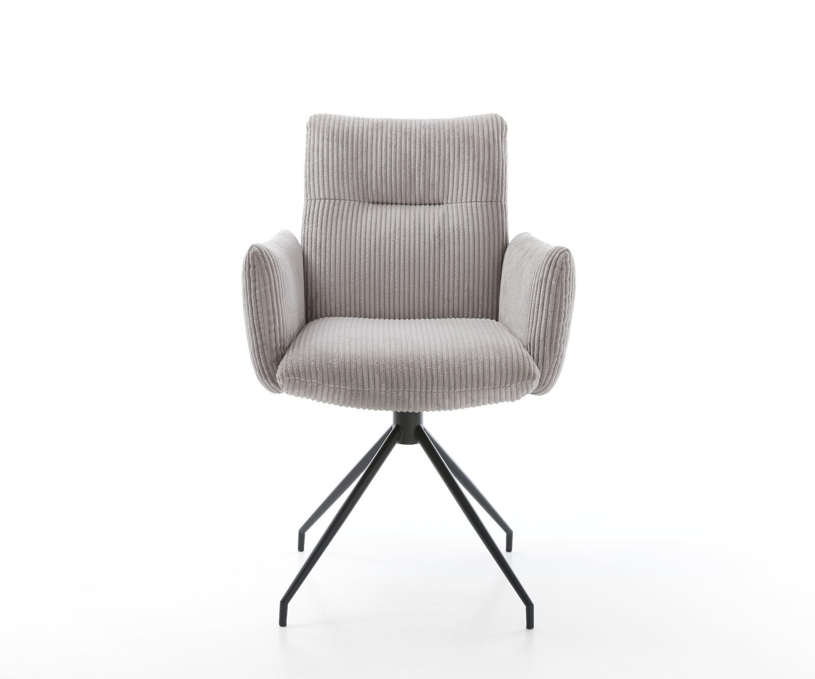 Étkezőszék Jova-Flex karfás kordbársony ezüstszürke kúpos kereszt láb fekete 180° forgatható zsákrugós - Image 2