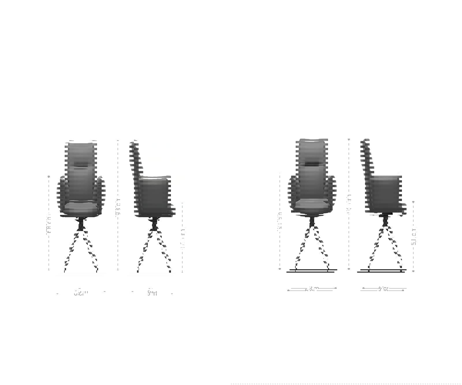 Étkezőszék Jova-Flex karfás kordbársony ezüstszürke kúpos kereszt láb fekete 180° forgatható zsákrugós - Image 6