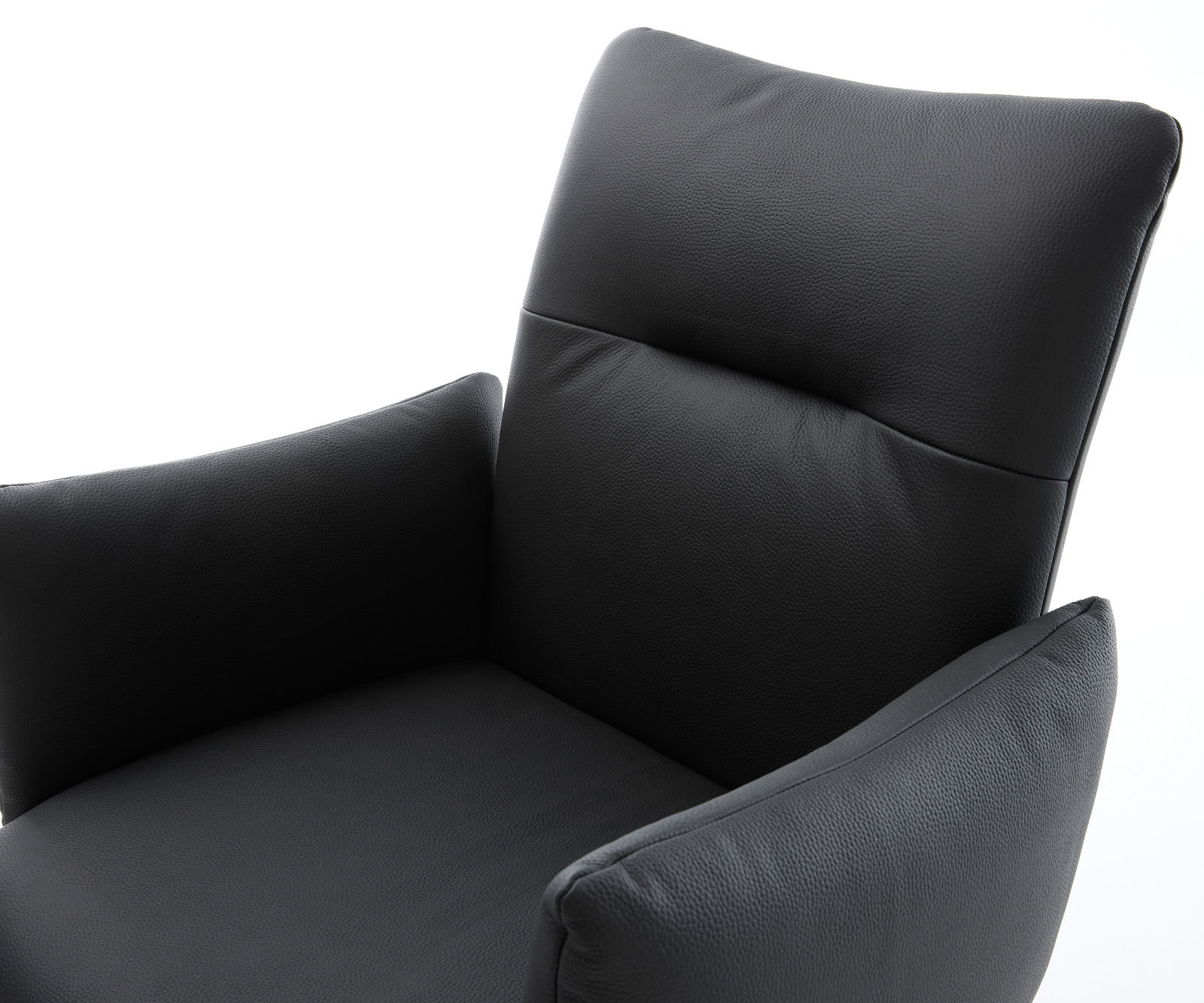 Étkezőszék Jova-Flex karfás valódi bőr fekete étkezőszék lapos titán effekt felület zsákrugós - Image 4