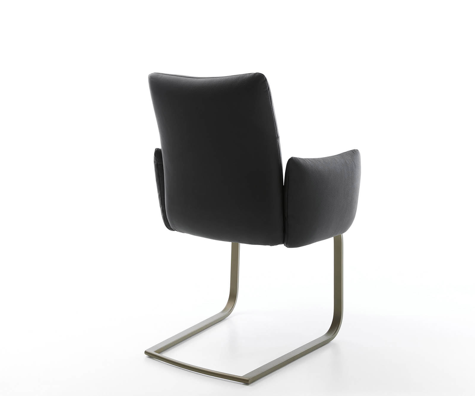 Étkezőszék Jova-Flex karfás valódi bőr fekete étkezőszék lapos titán effekt felület zsákrugós - Image 5