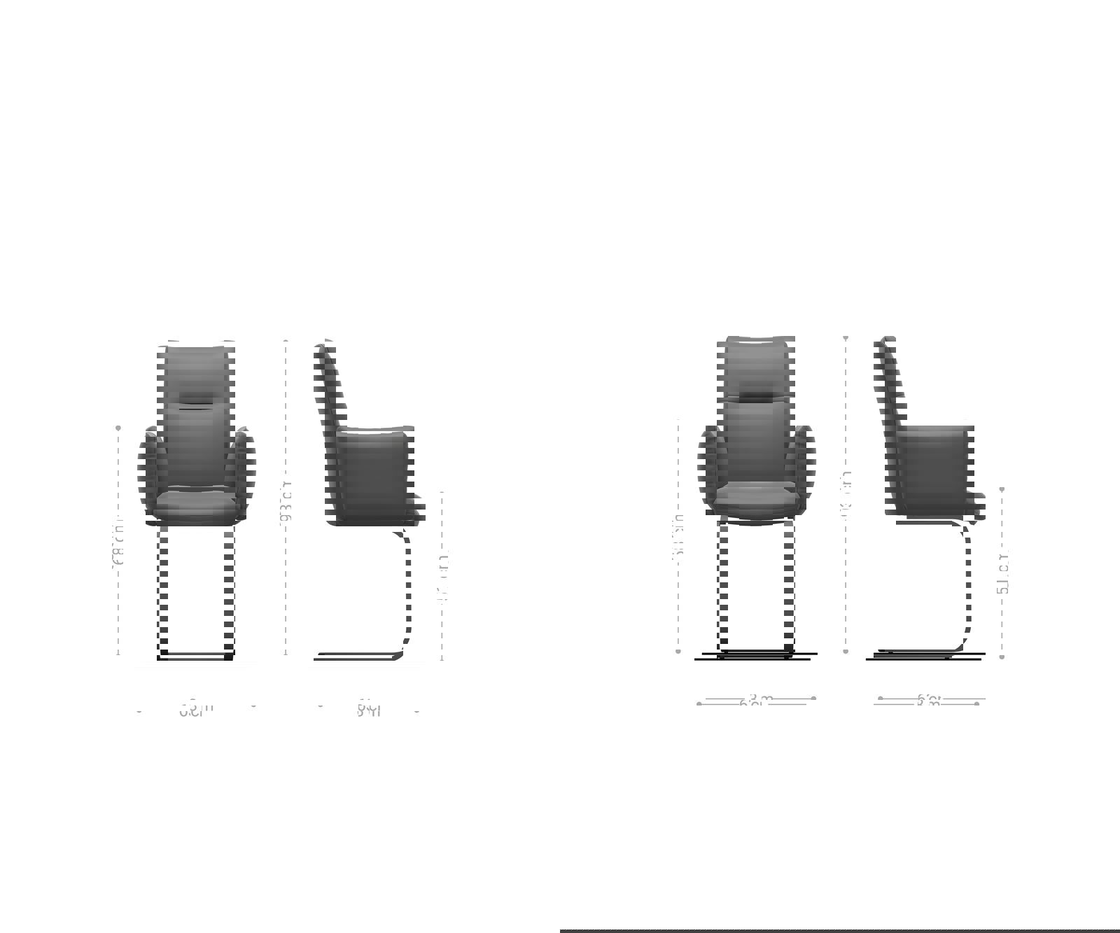 Étkezőszék Jova-Flex karfás valódi bőr fekete étkezőszék lapos titán effekt felület zsákrugós - Image 6