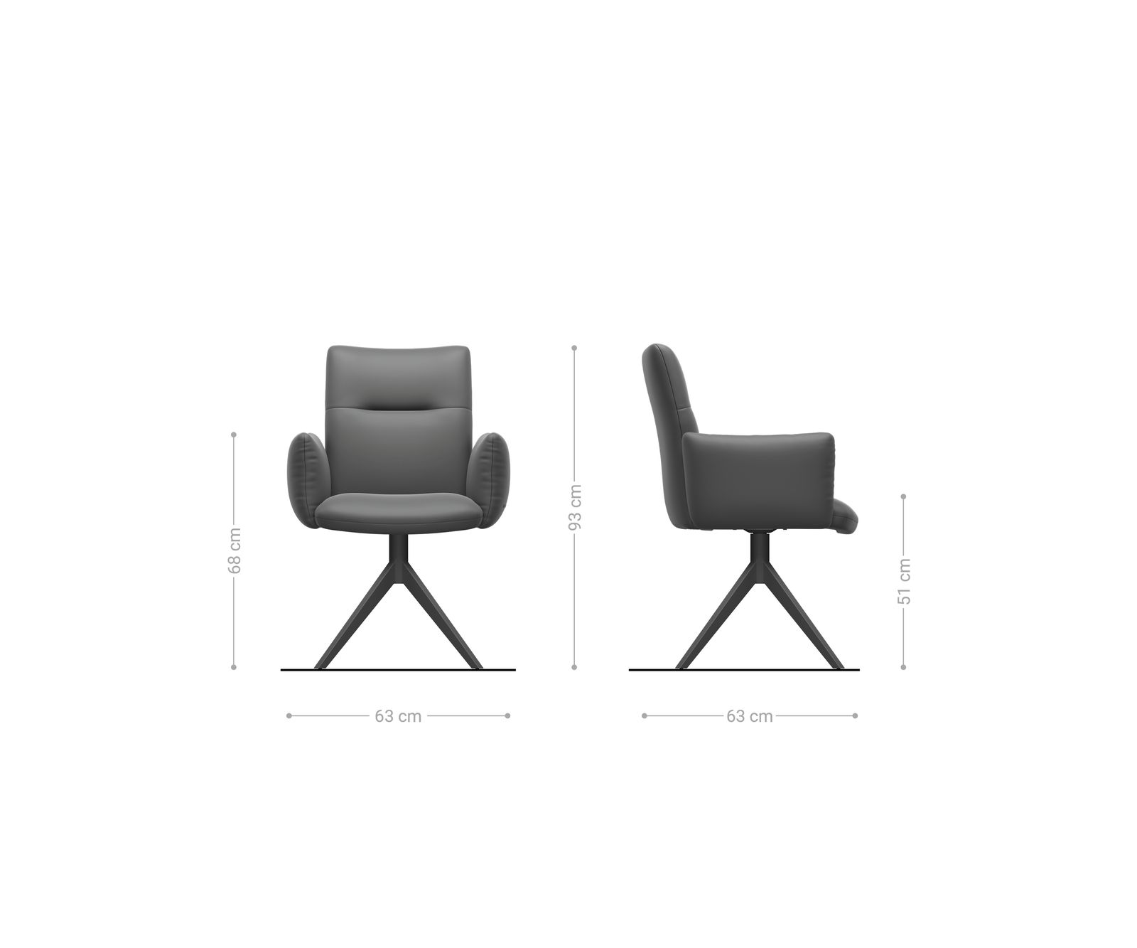 Étkezőszék Jova-Flex karfás bouclé ezüstszürke kereszt láb széles rozsdamentes acél 360° forgatható zsákrugós - Image 6