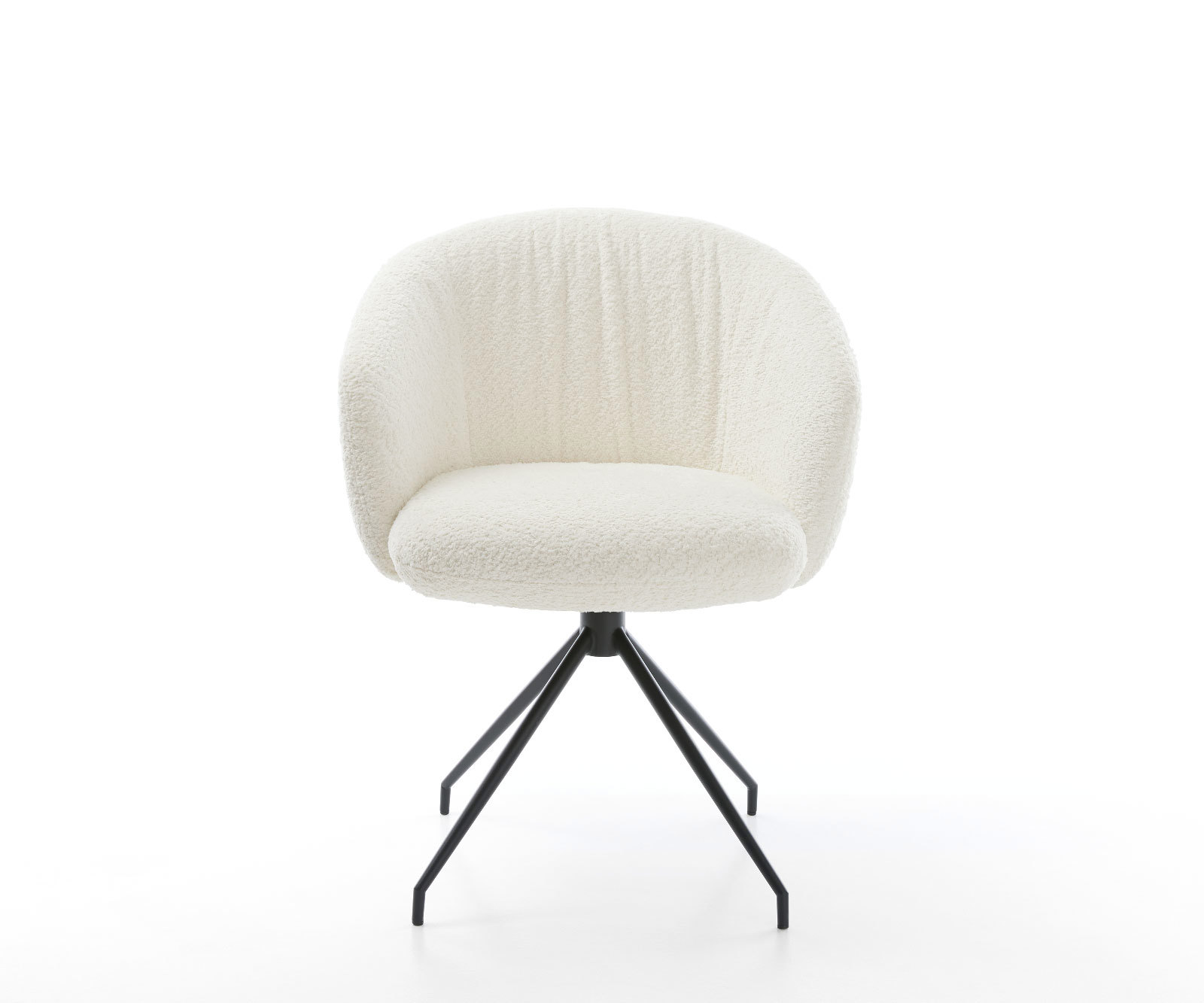 Étkezőszék Caja-Flex karfás bouclé fehér kúpos kereszt láb fekete 180° forgatható zsákrugós - Image 2