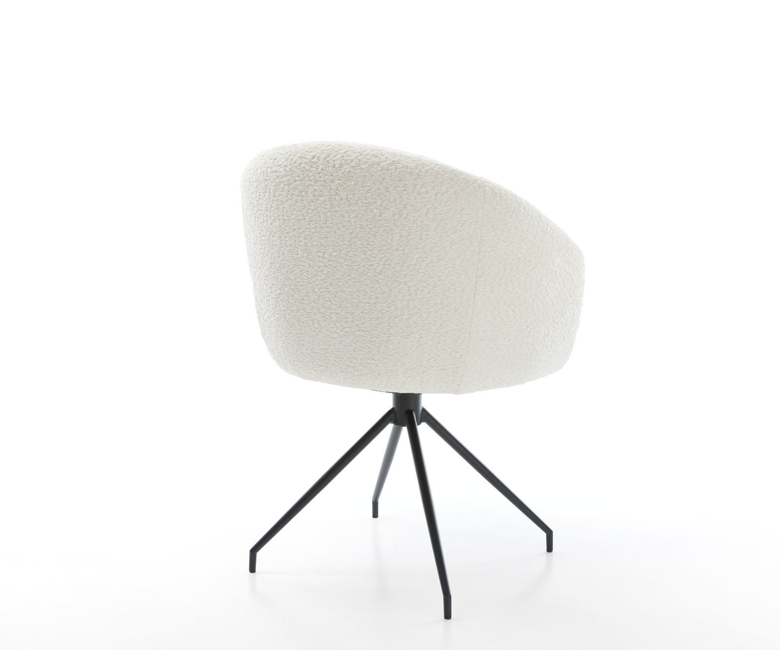 Étkezőszék Caja-Flex karfás bouclé fehér kúpos kereszt láb fekete 180° forgatható zsákrugós - Image 5