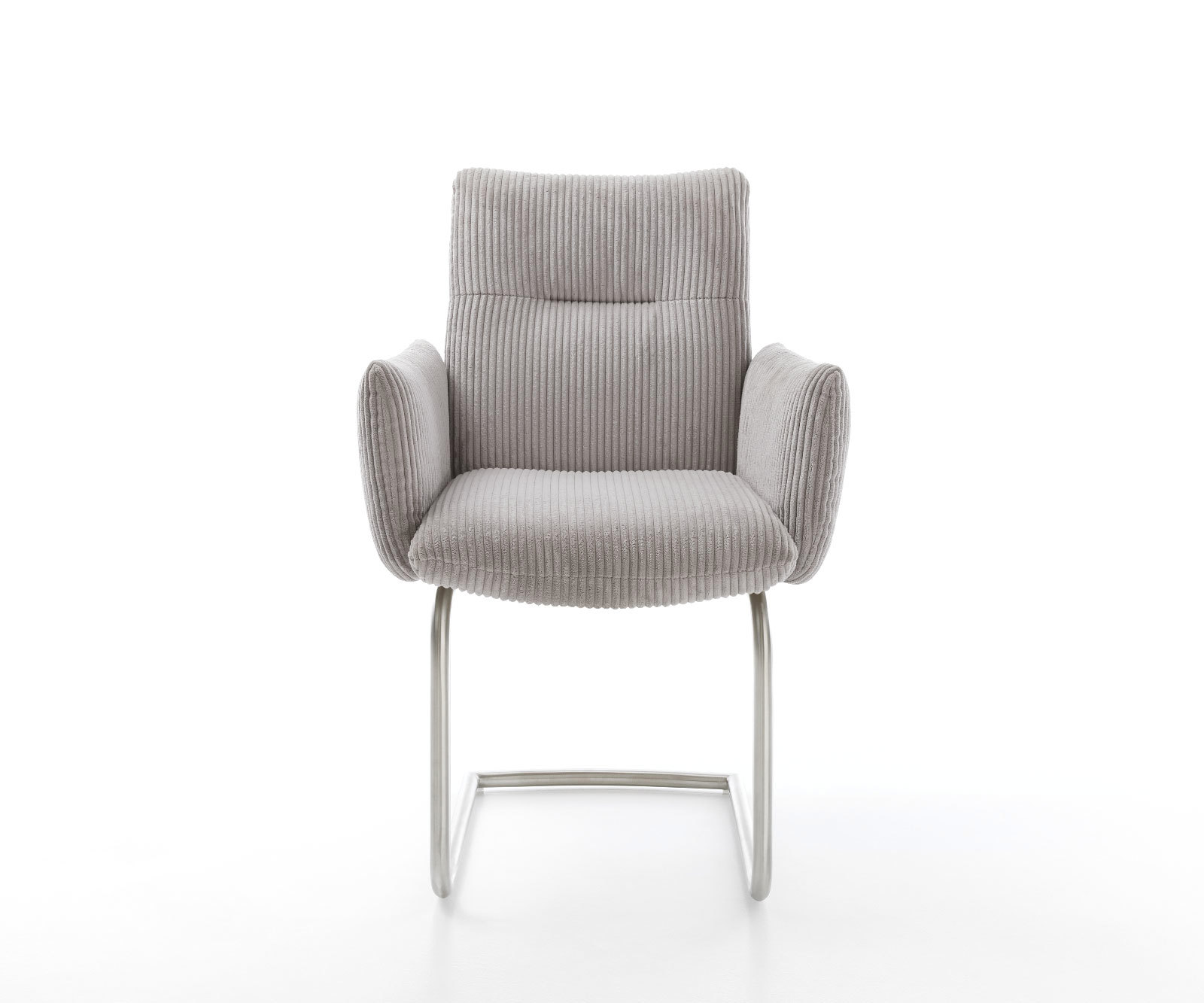 Étkezőszék Jova-Flex kárpitozott karfás mikroszálas ezüstszürke étkezőszék kerek rozsdamentes acél zsákrugós - Image 2