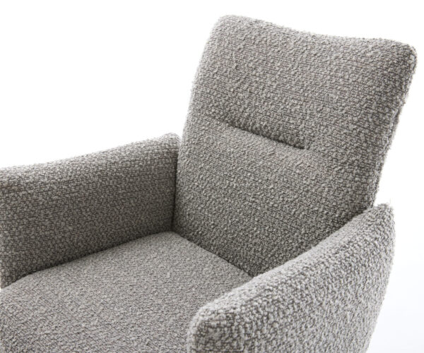 Étkezőszék Jova-Flex karfás bouclé ezüstszürke fekete láb 360° forgatható zsákrugós - Image 4