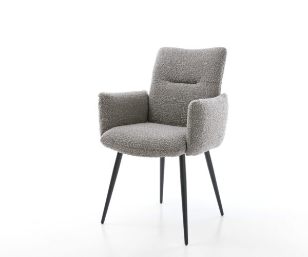 Étkezőszék Jova-Flex karfás bouclé ezüstszürke 4 lábú kúpos fekete zsákrugós