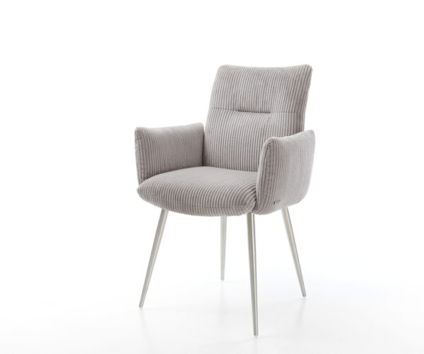 Étkezőszék Jova-Flex karfás mikroszálas ezüstszürke 4 lábú kúpos rozsdamentes acél zsákrugós