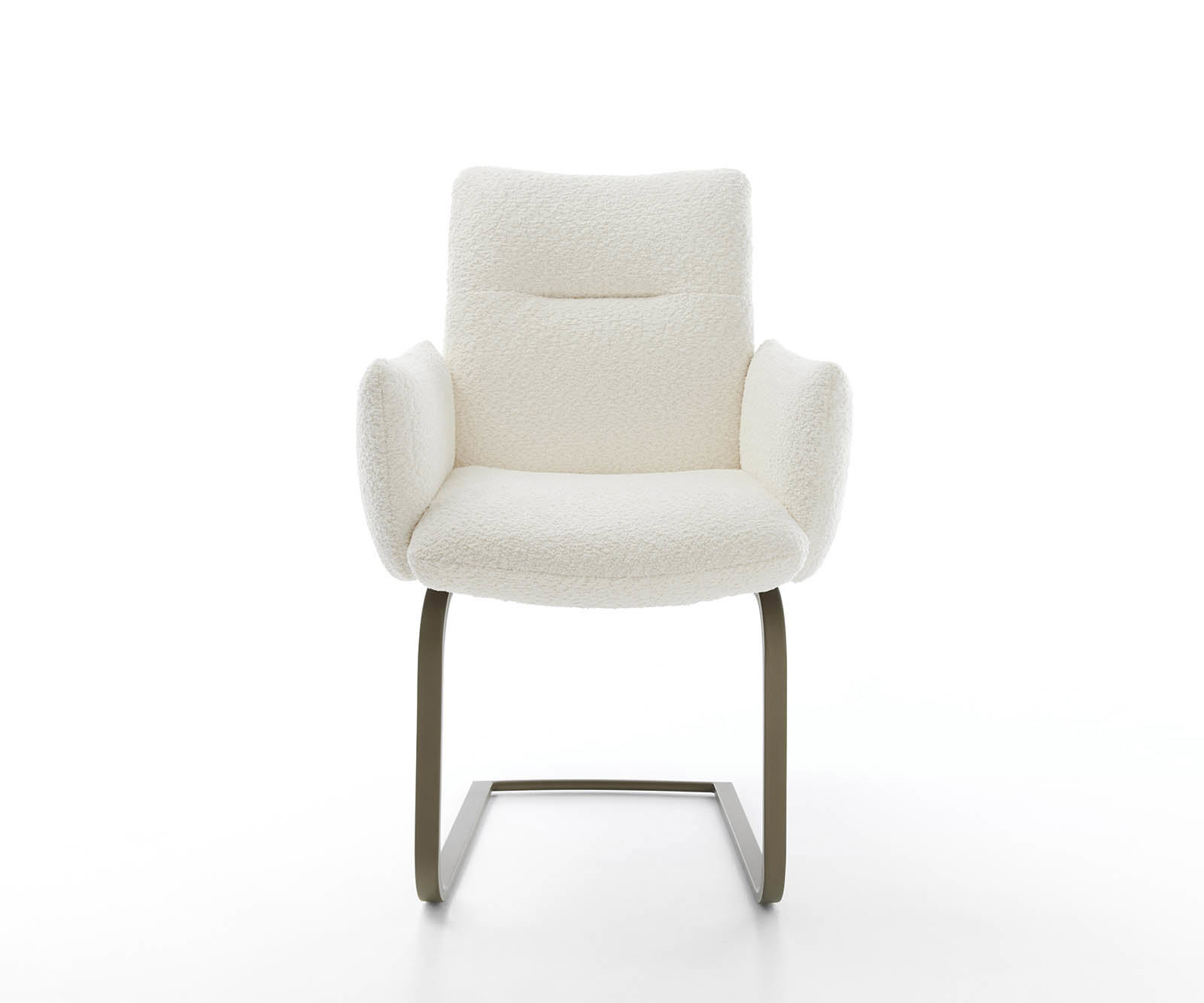 Étkezőszék Jova-Flex karfás bouclé fehér étkezőszék lapos titán effekt felület zsákrugós - Image 2