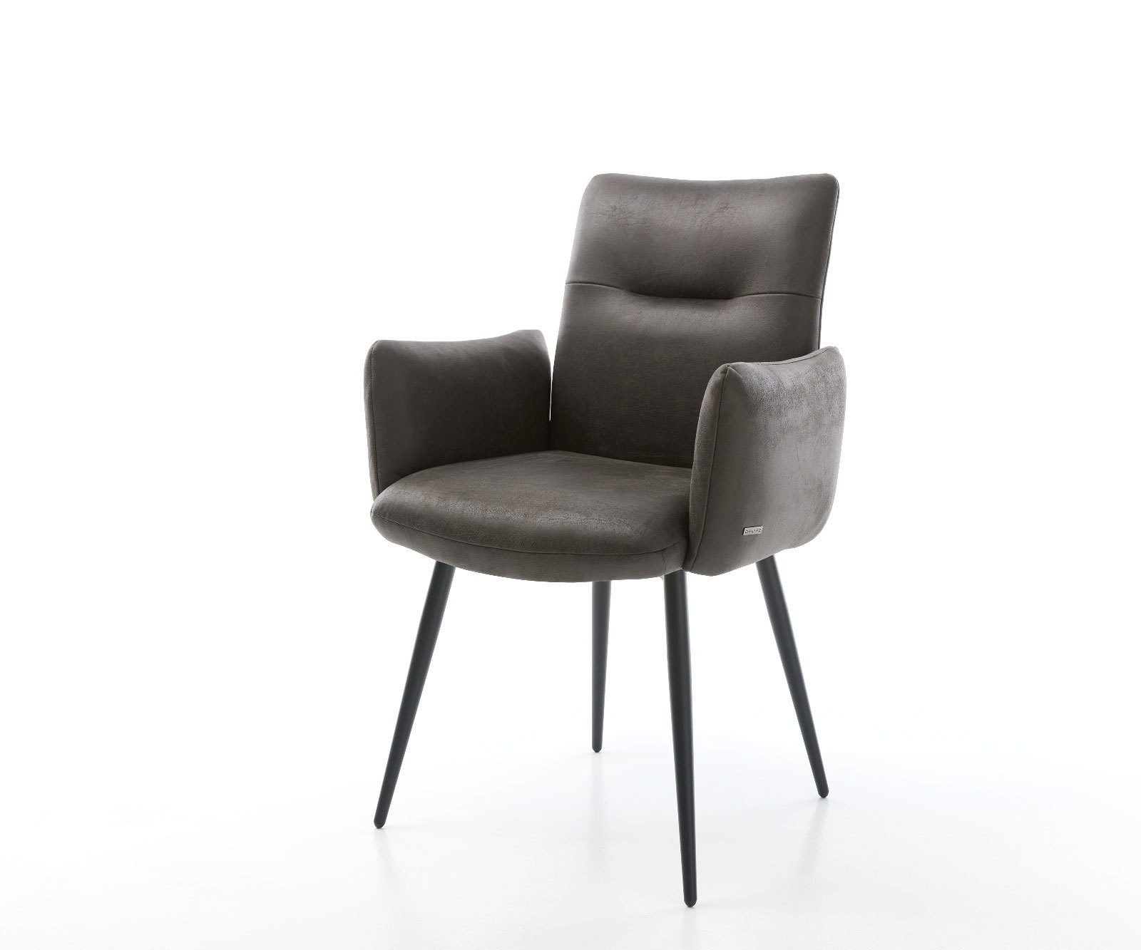 Étkezőszék Jova-Flex karfás mikroszálas antracit vintage 4 lábú kúpos fekete zsákrugós