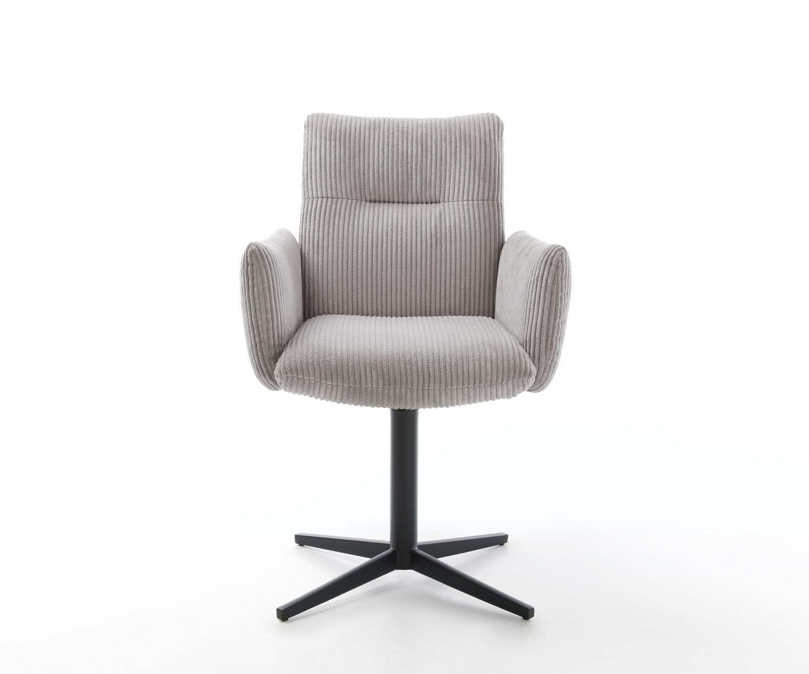 Étkezőszék Jova-Flex karfás kordbársony ezüstszürke fekete láb 360° forgatható zsákrugós - Image 2