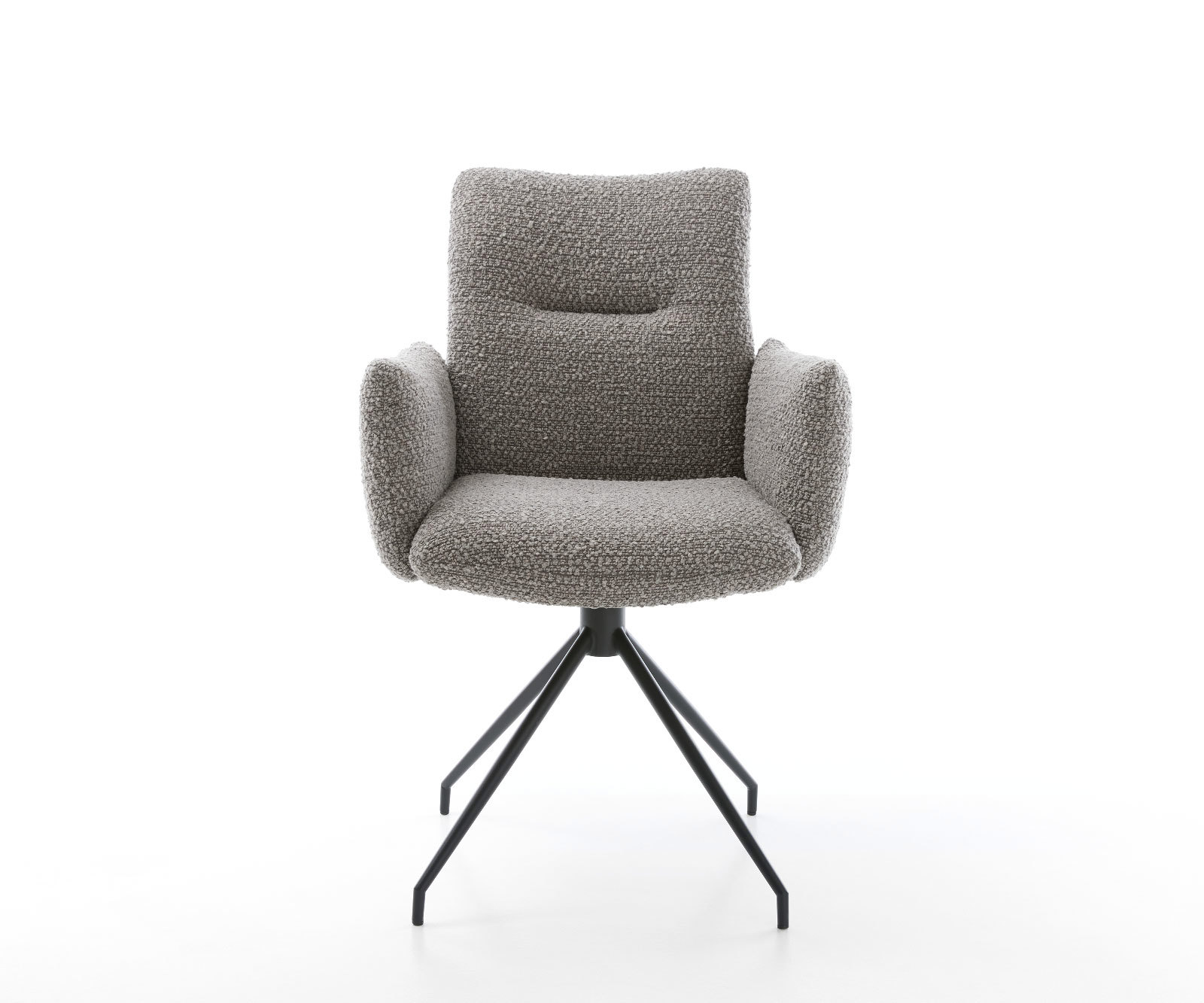 Étkezőszék Jova-Flex karfás bouclé ezüstszürke kúpos kereszt láb fekete 180° forgatható zsákrugós - Image 2