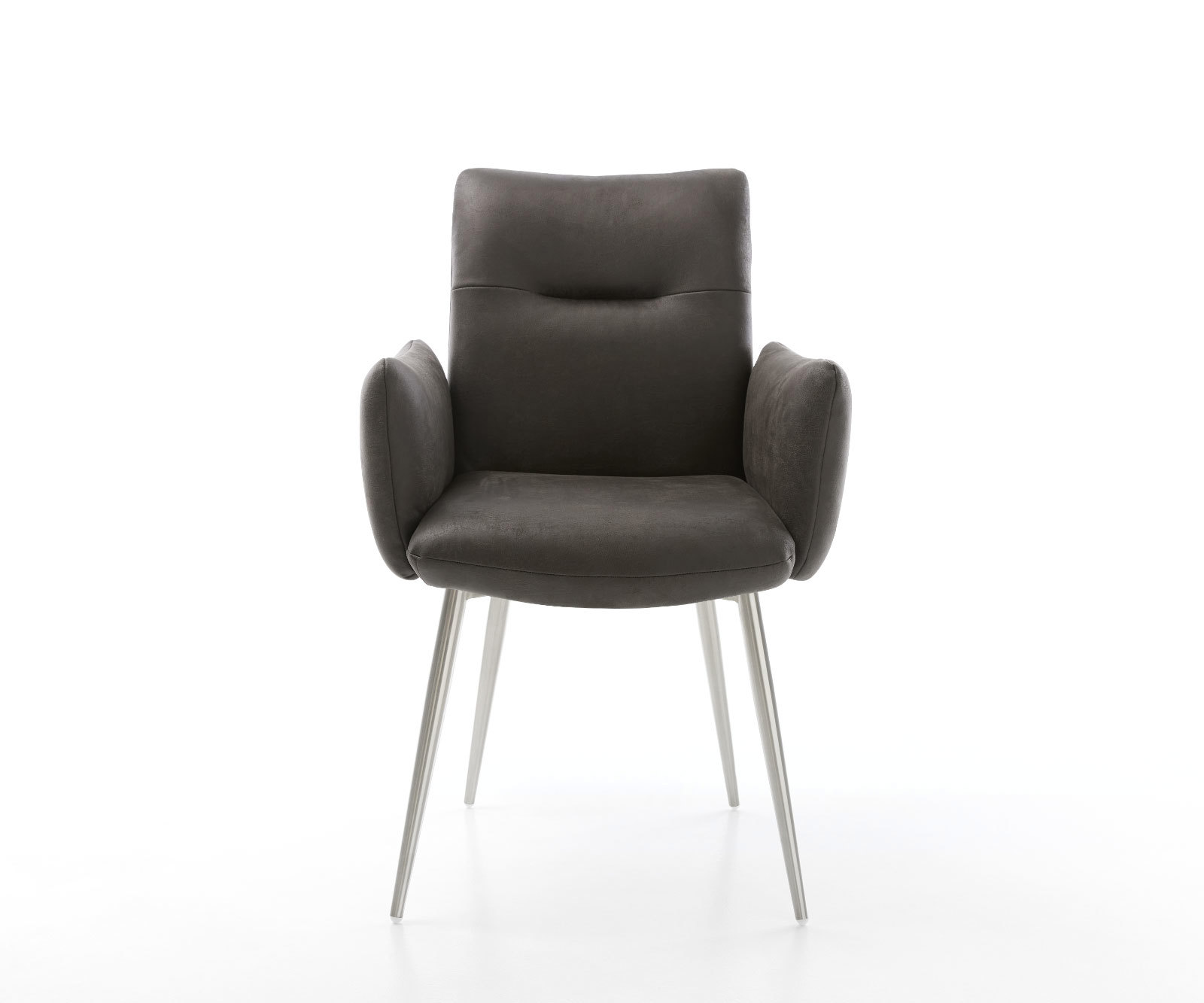 Étkezőszék Jova-Flex karfás mikroszálas antracit vintage 4 lábú kúpos rozsdamentes acél zsákrugós - Image 2