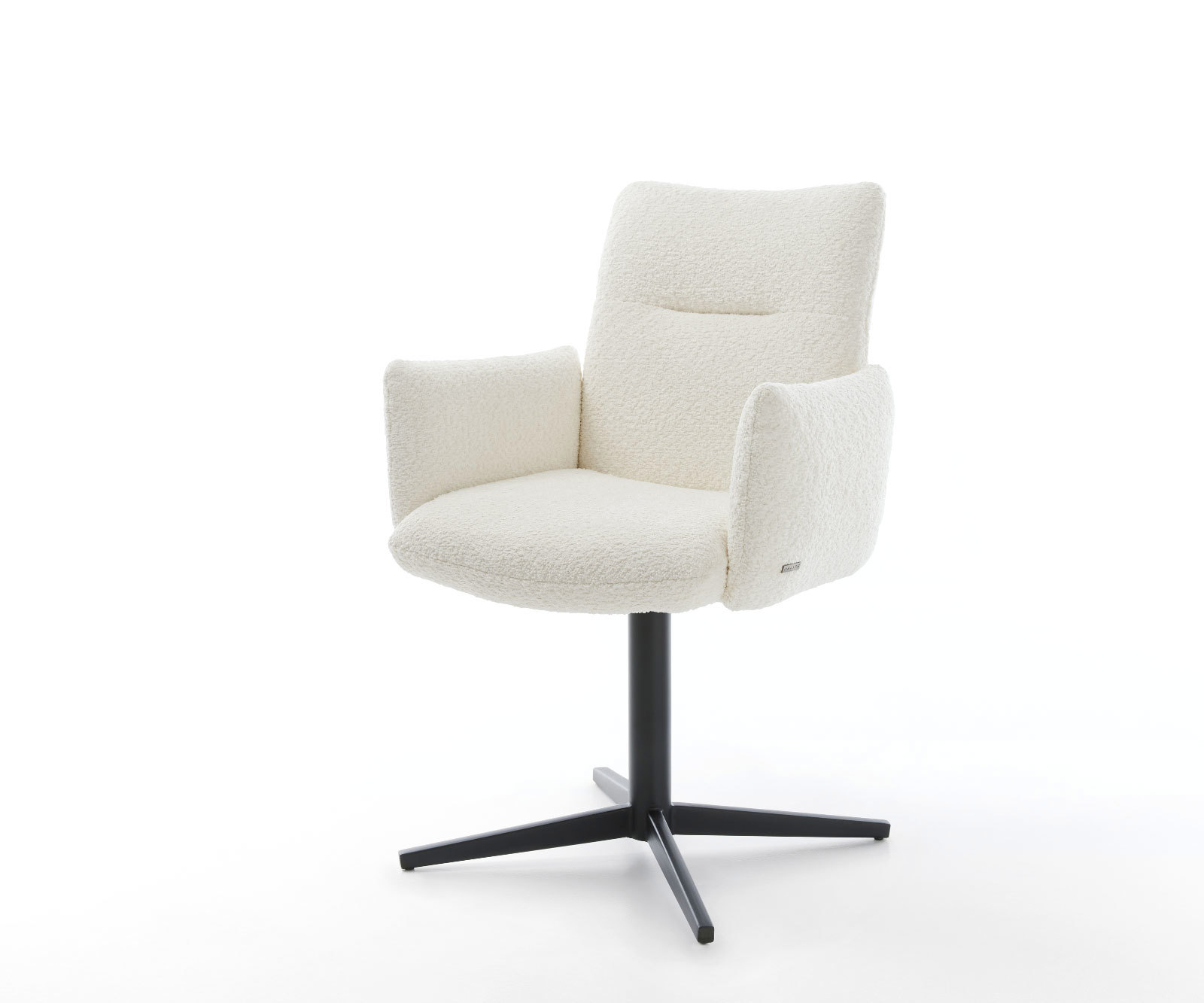 Étkezőszék Jova-Flex karfás bouclé fehér fekete láb 360° forgatható zsákrugós