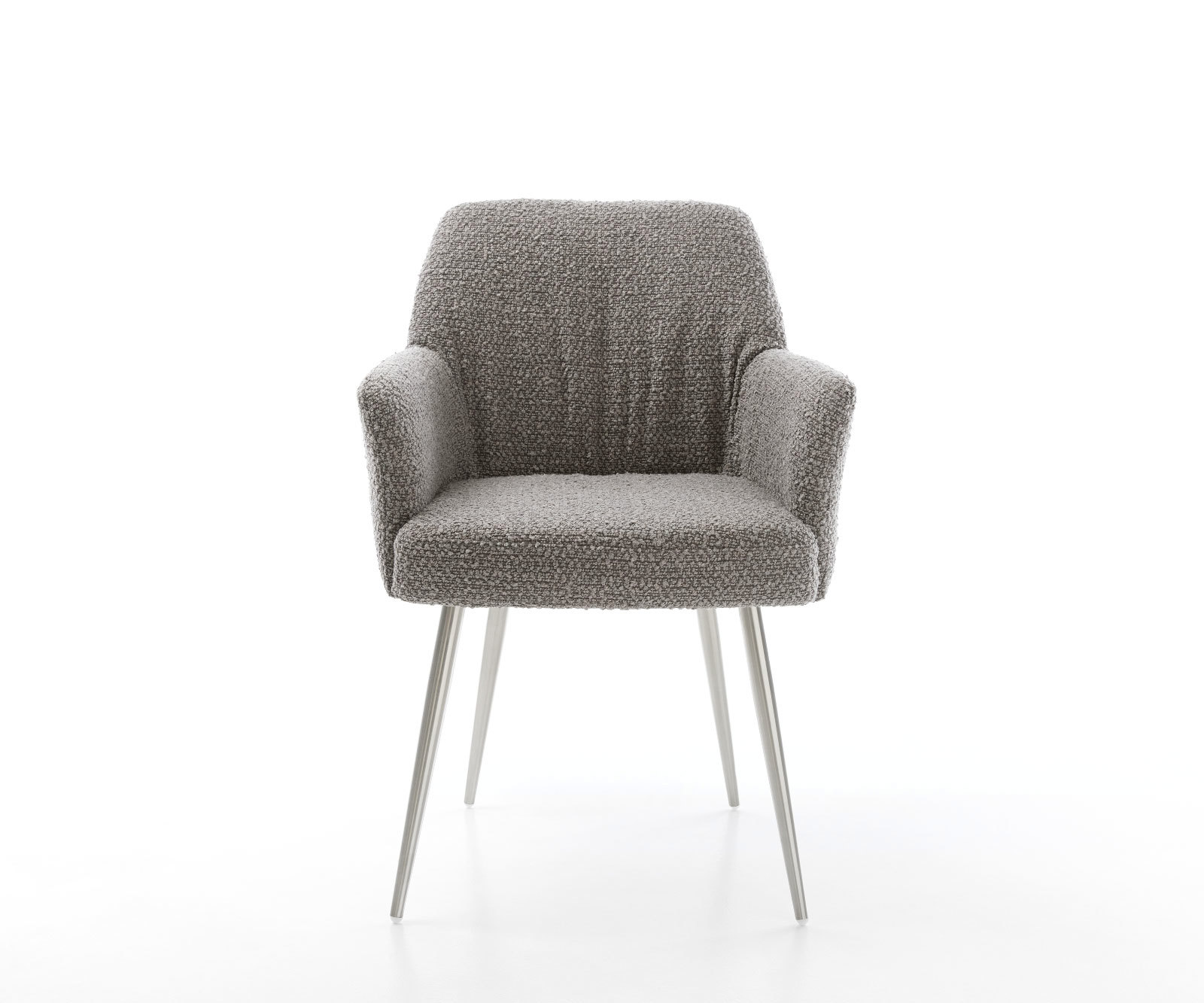 Étkezőszék Xana-Flex karfás bouclé ezüstszürke 4 lábú kúpos rozsdamentes acél zsákrugós - Image 2
