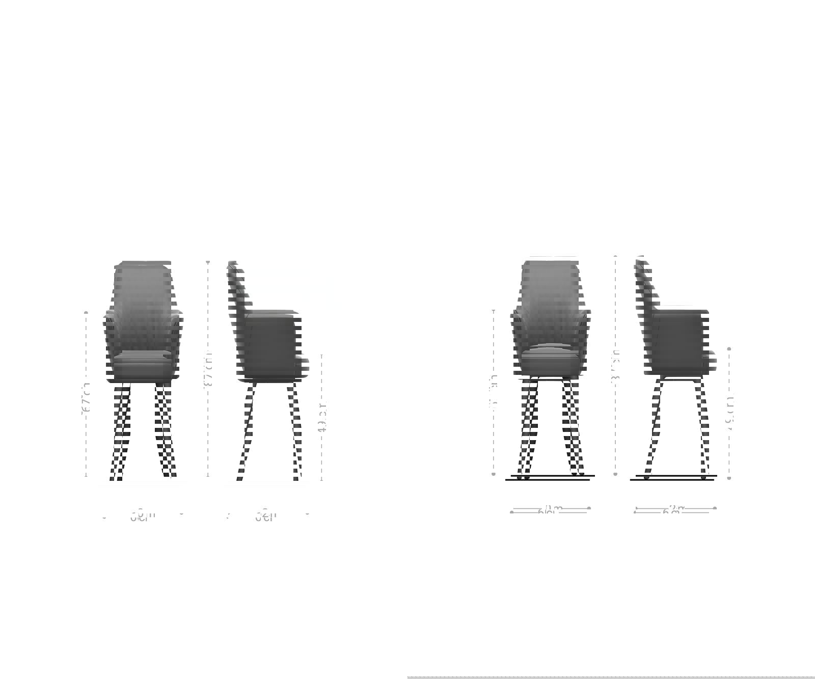 Étkezőszék Xana-Flex karfás bouclé ezüstszürke 4 lábú kúpos rozsdamentes acél zsákrugós - Image 6