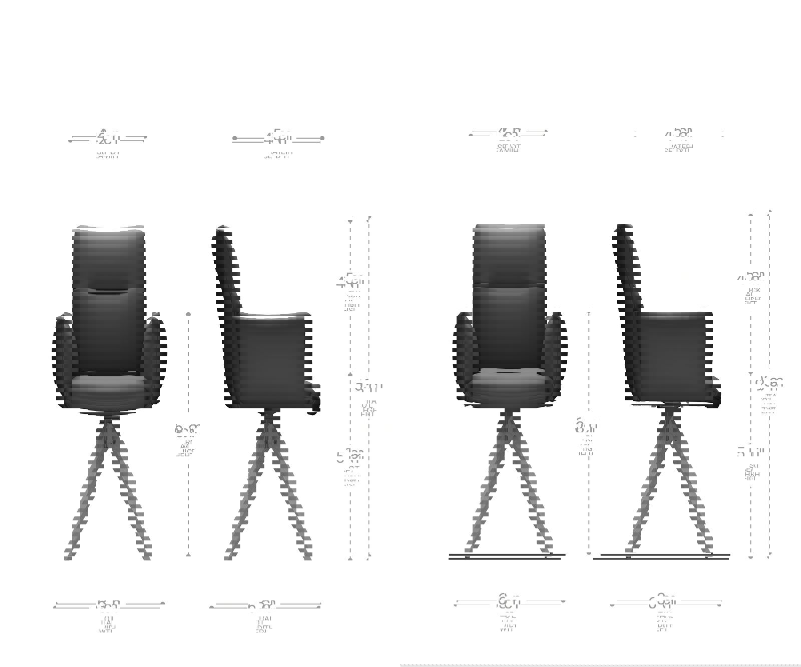 Étkezőszék Jova-Flex karfás mikroszálas antracit vintage fa láb szögletes természetes 180° forgatható zsákrugós - Image 7