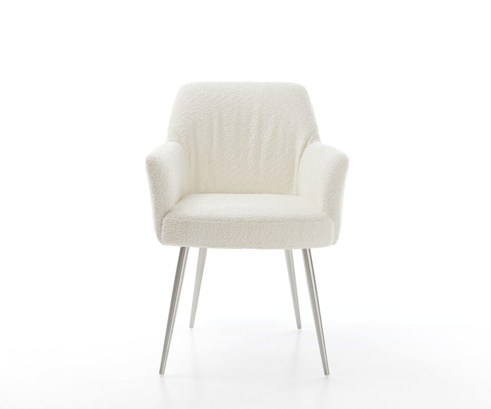 Étkezőszék Xana-Flex karfás bouclé fehér 4 lábas kúpos rozsdamentes acél zsákrugós - Image 2