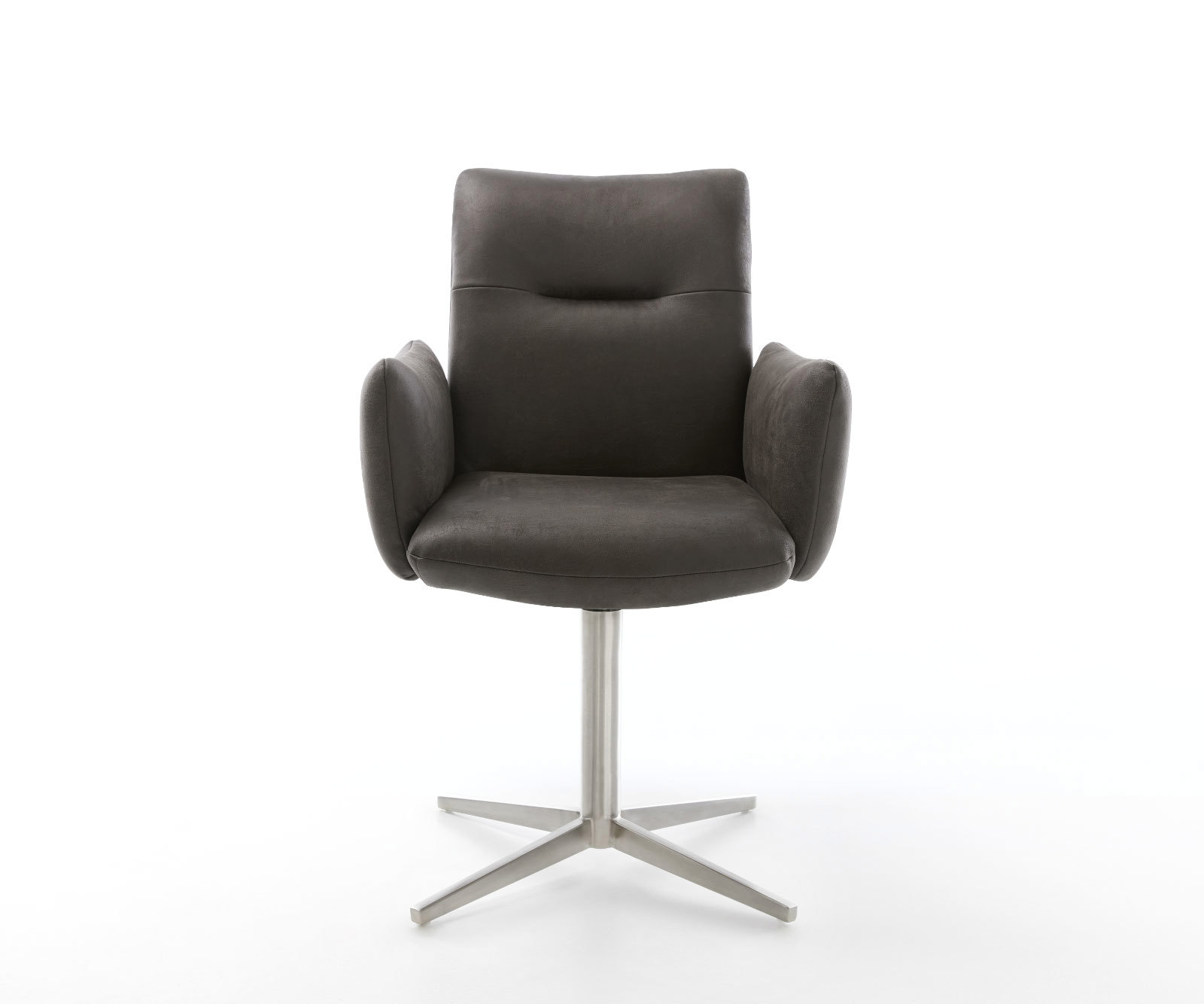 Étkezőszék Jova-Flex karfás mikroszálas antracit vintage rozsdamentes acél láb 360° forgatható zsákrugós - Image 2