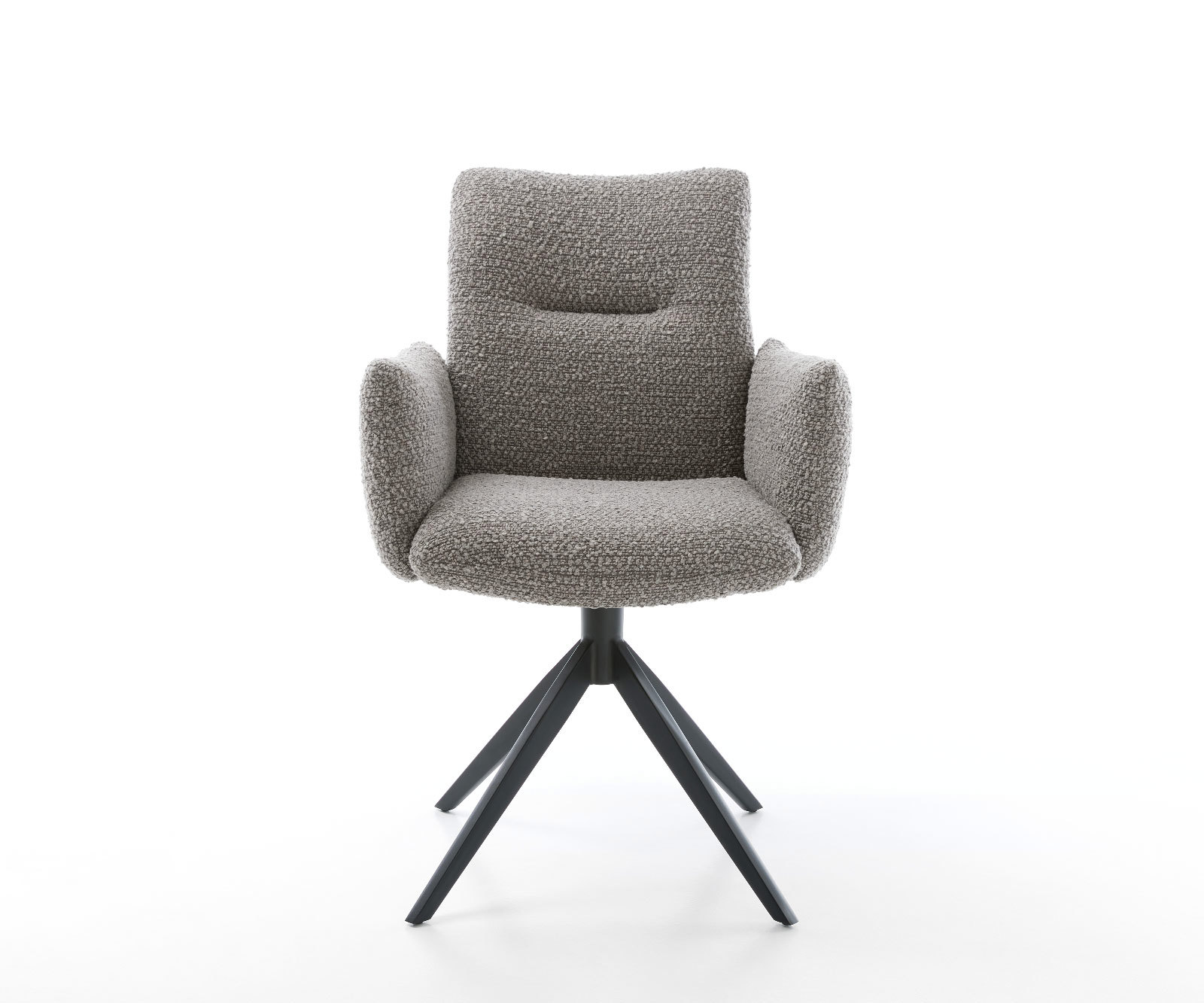 Étkezőszék Jova-Flex karfás bouclé ezüstszürke kereszt láb széles fekete 360° forgatható zsákrugós - Image 2