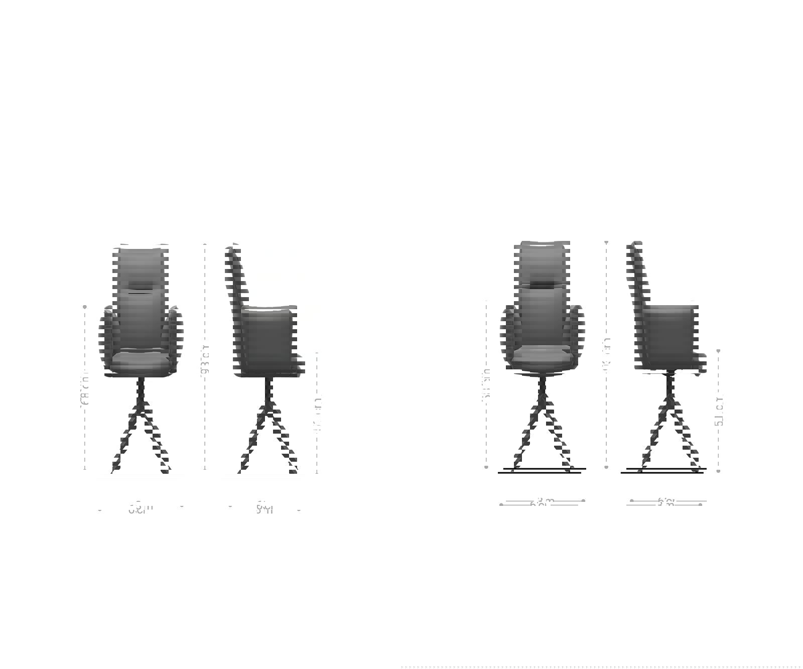 Étkezőszék Jova-Flex karfás bouclé ezüstszürke kereszt láb széles fekete 360° forgatható zsákrugós - Image 6