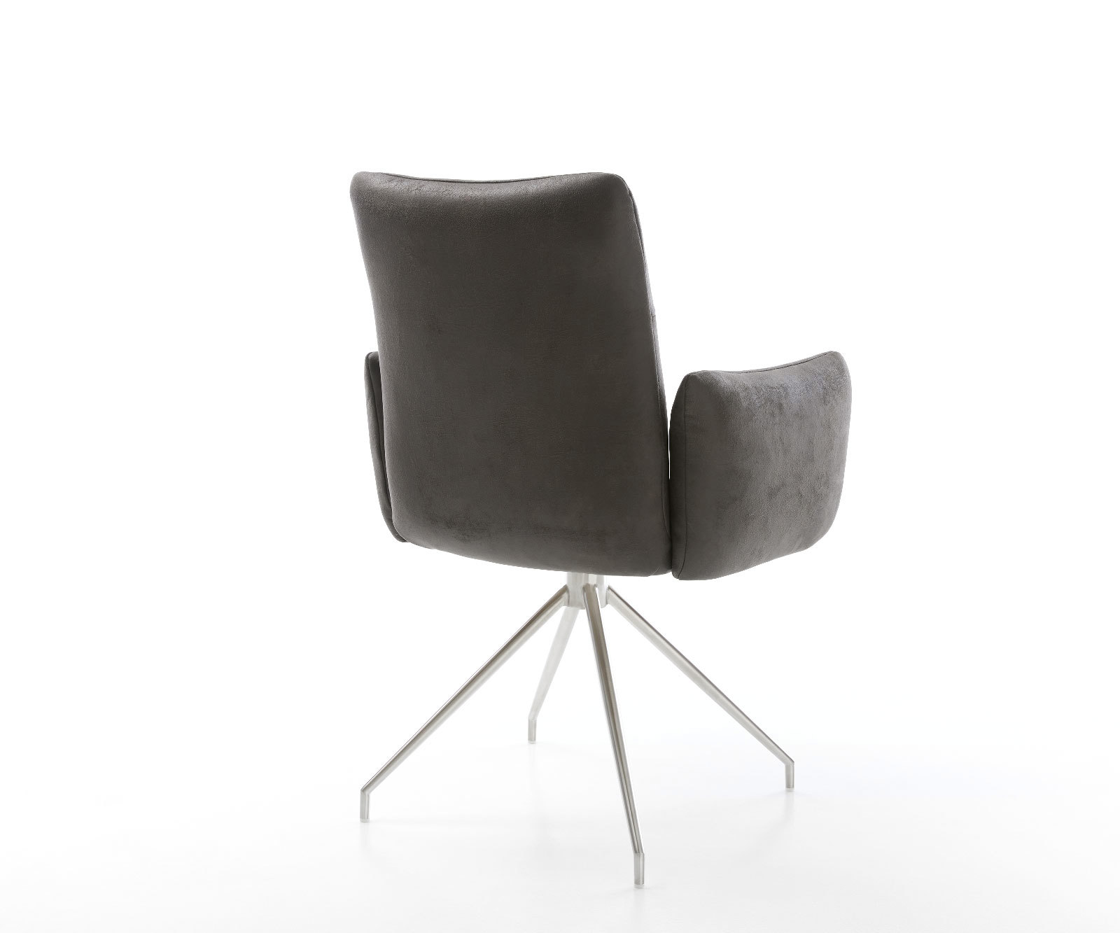 Étkezőszék Jova-Flex karfás mikroszálas antracit vintage kereszt láb kúpos rozsdamentes acél 180° forgatható zsákrugós - Image 5