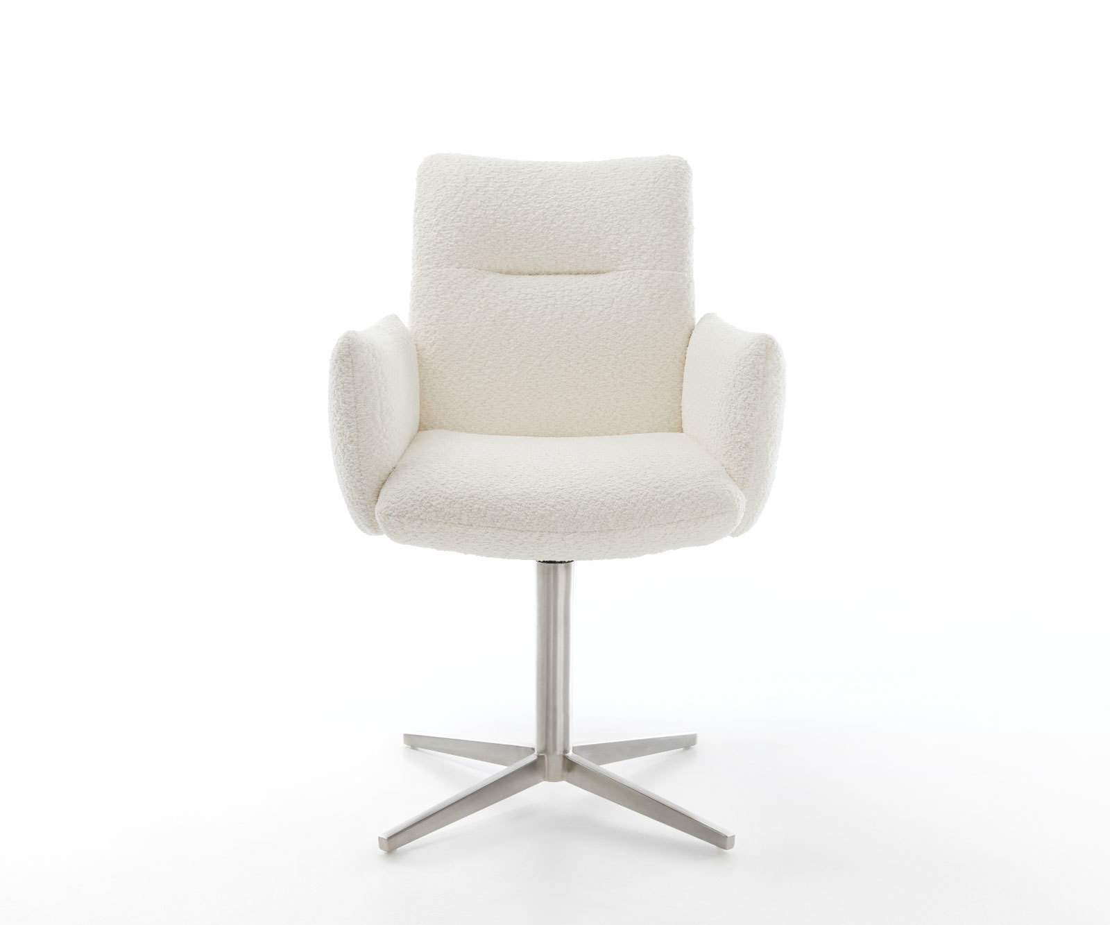 Étkezőszék Jova-Flex karfás bouclé fehér rozsdamentes acél láb 360° forgatható zsákrugós - Image 2