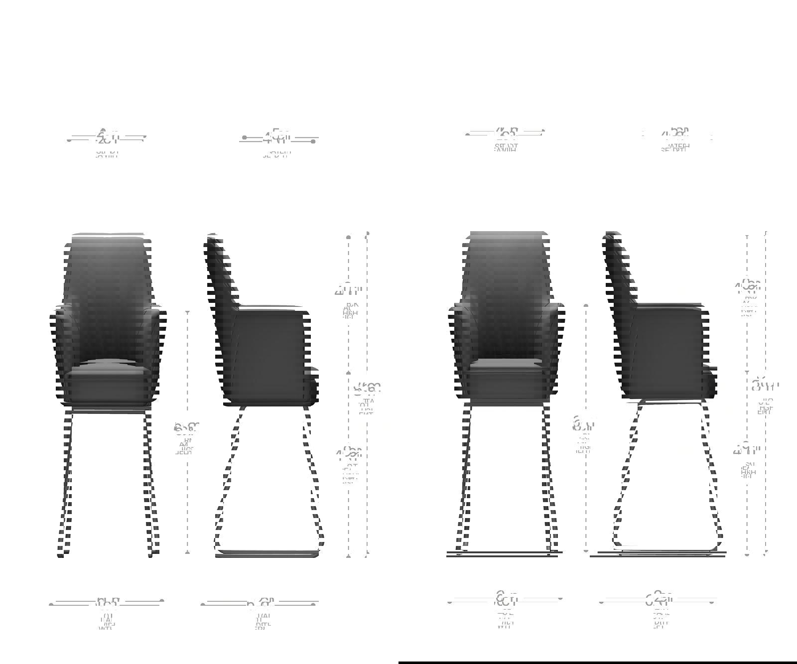 Étkezőszék Xana-Flex karfás valódi bőr fekete vékony lábazat fekete zsákrugós - Image 6