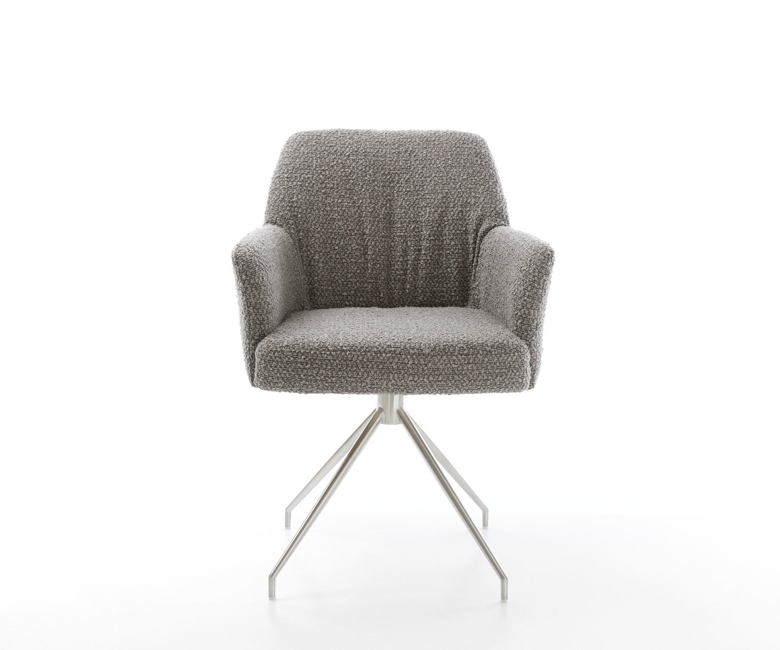 Étkezőszék Xana-Flex karfás bouclé ezüstszürke kereszt láb kúpos rozsdamentes acél 180° forgatható zsákrugós - Image 2