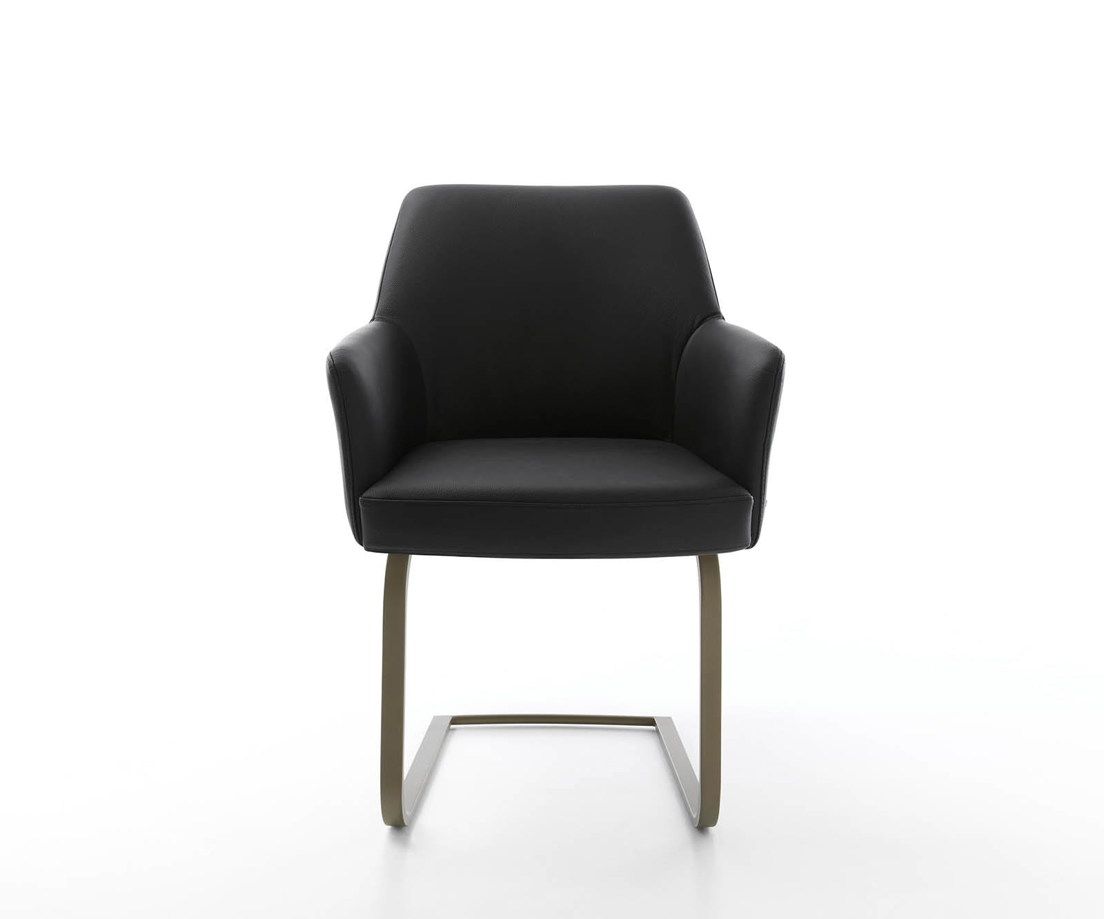 Étkezőszék Xana-Flex karfás valódi bőr fekete étkezőszék lapos titán effekt felület zsákrugós - Image 2